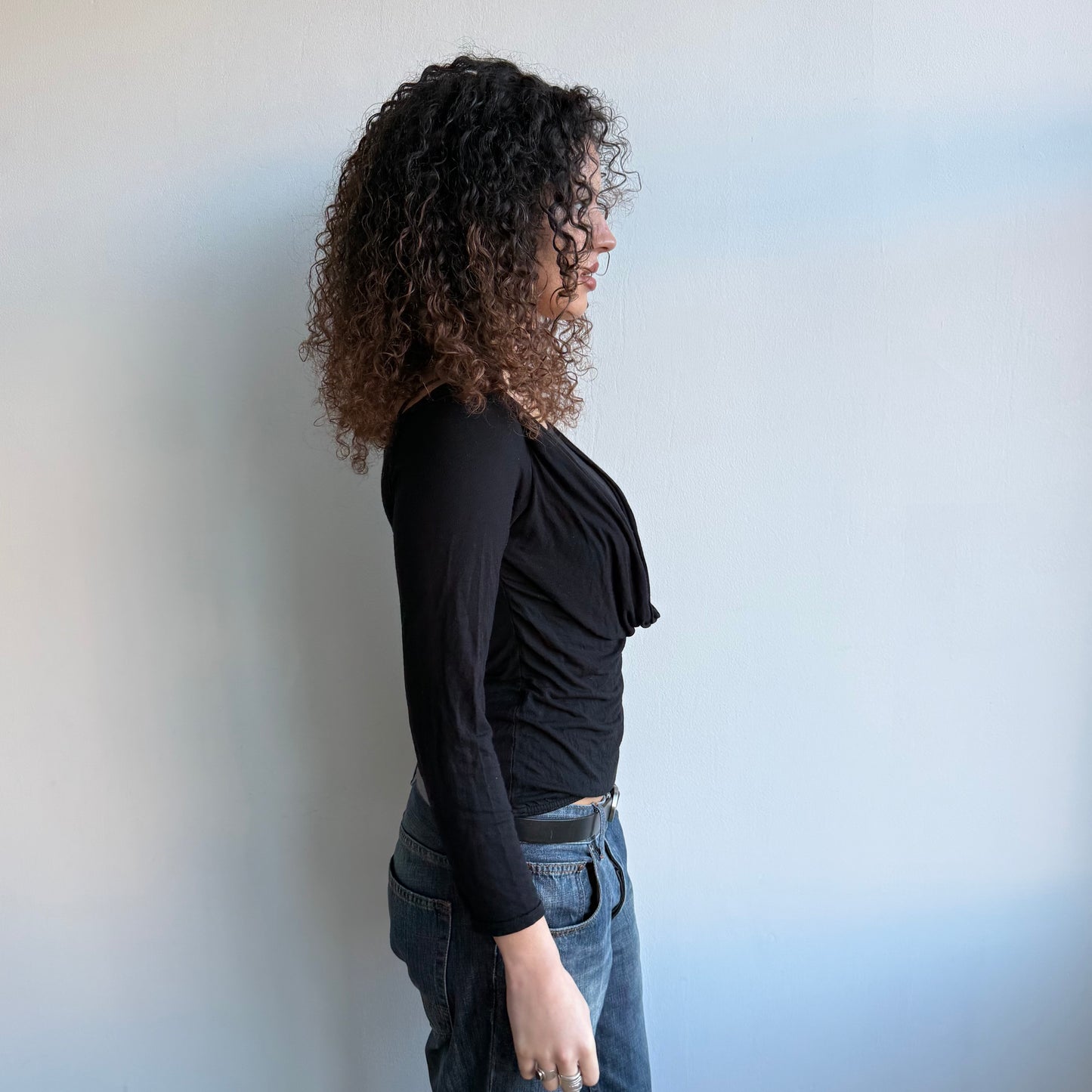 Black double layer keyhole top - Size S