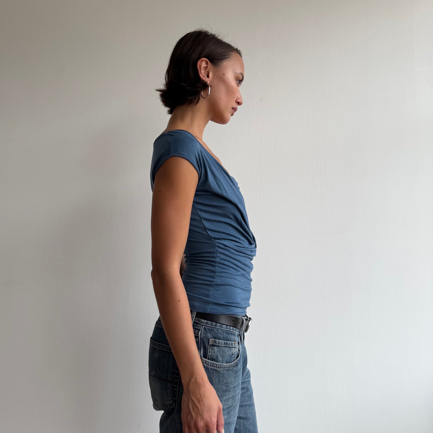 Blue keyhole wrap top - Size S