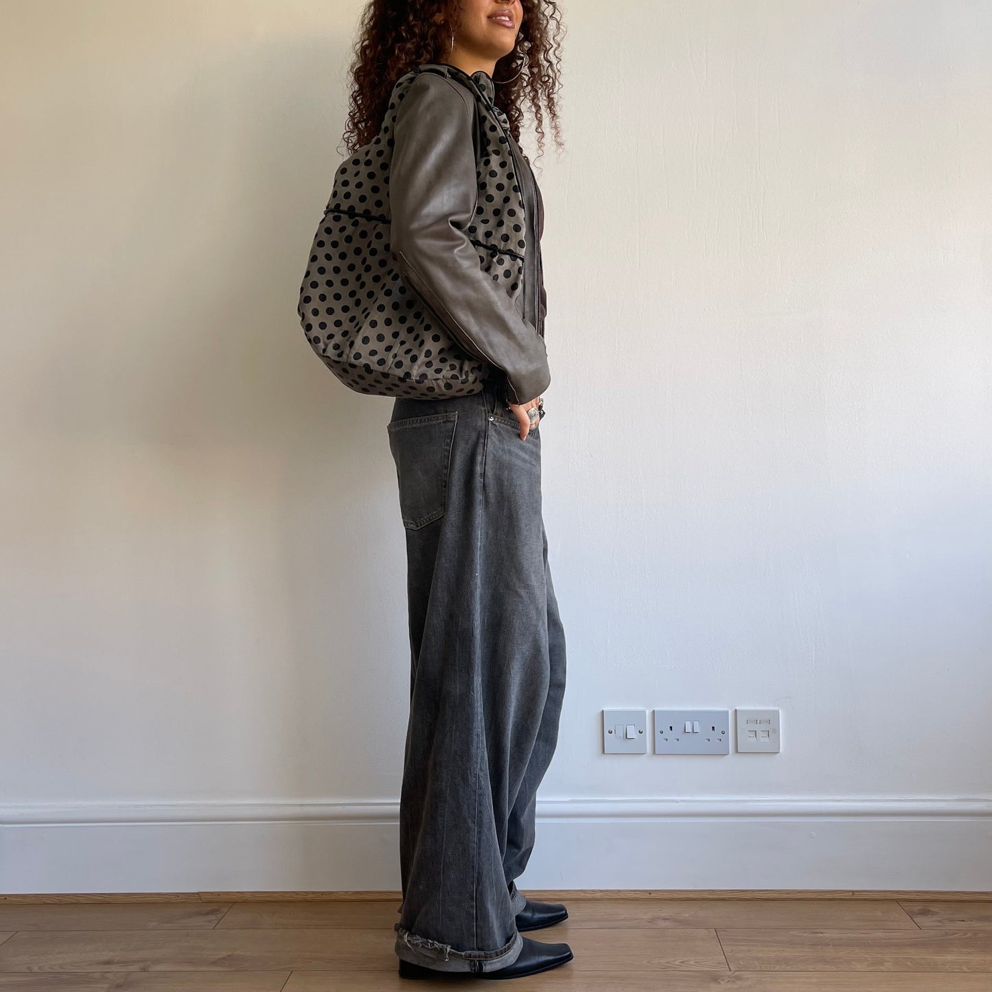 Khaki polka dot bag - OS