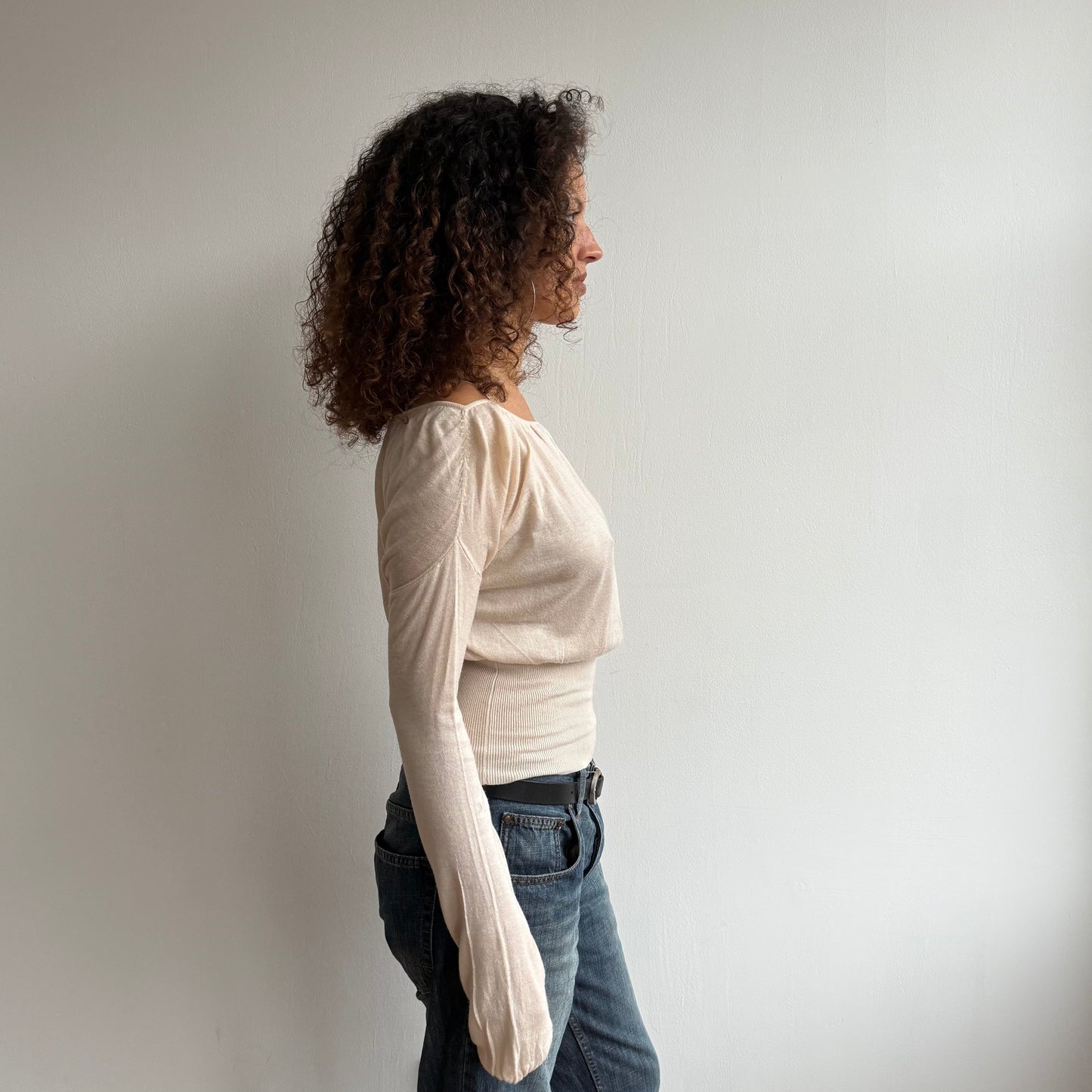 Cream keyhole batwing knit - Size S