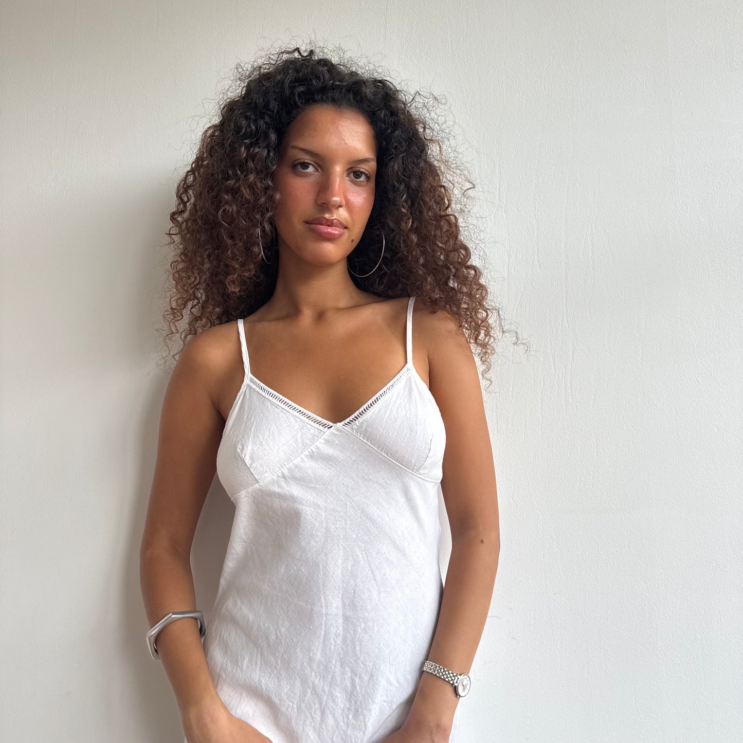 White linen midi dress - Size S
