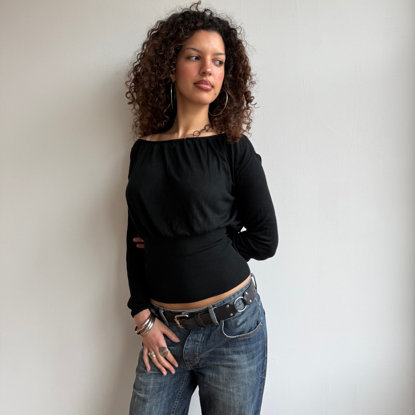 Black slouchy keyhole knit - Size S