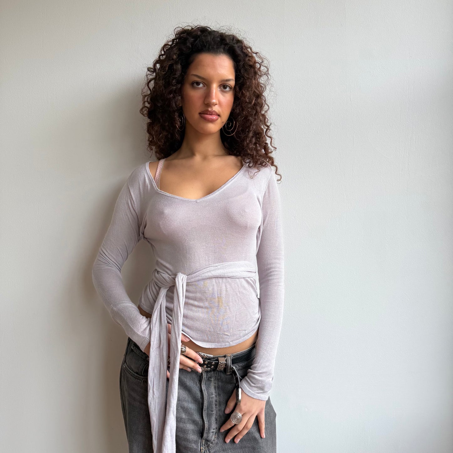 Fine knit wrap top - Size S