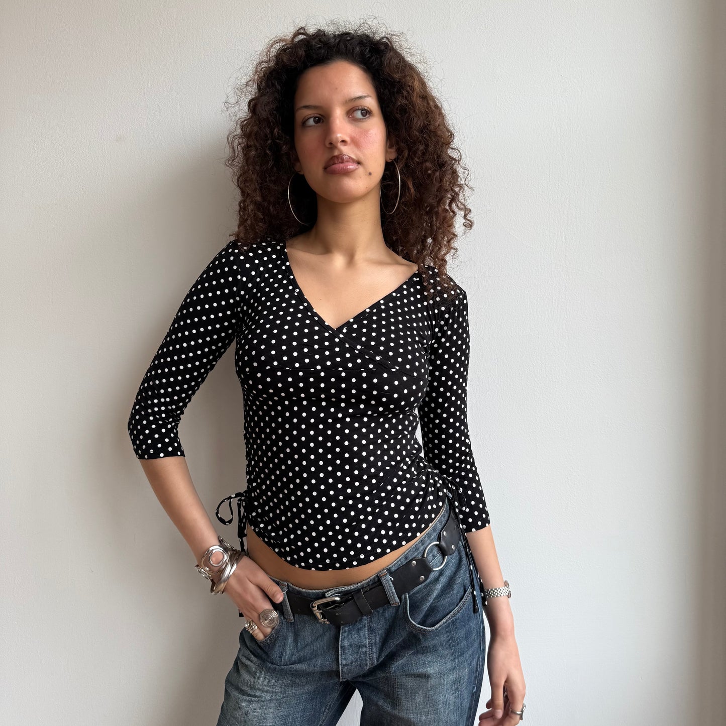 Polka dot 3/4 sleeve top - Size S
