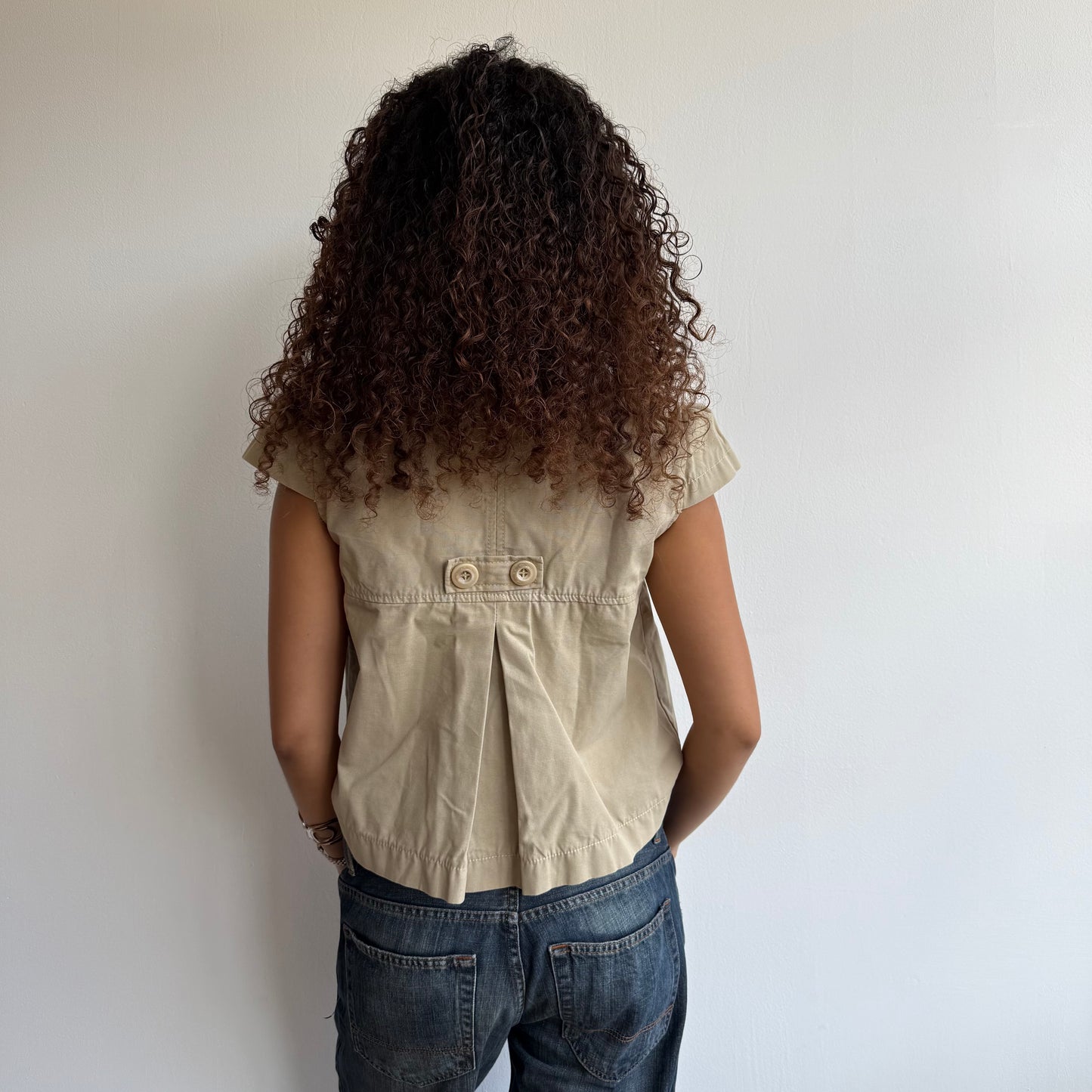 Beige short sleeve peacoat - Size M