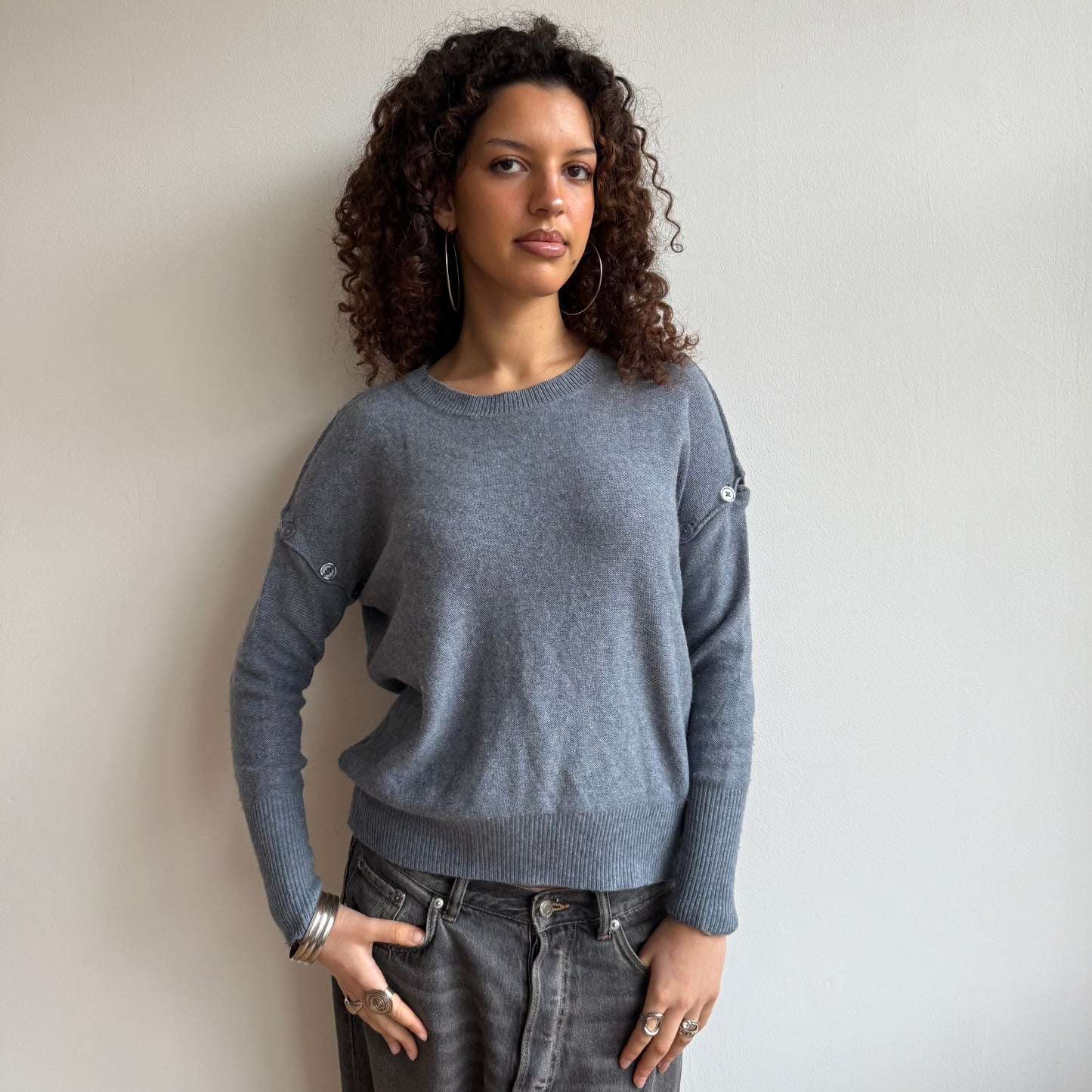 Blue slouchy knit jumper - Size S