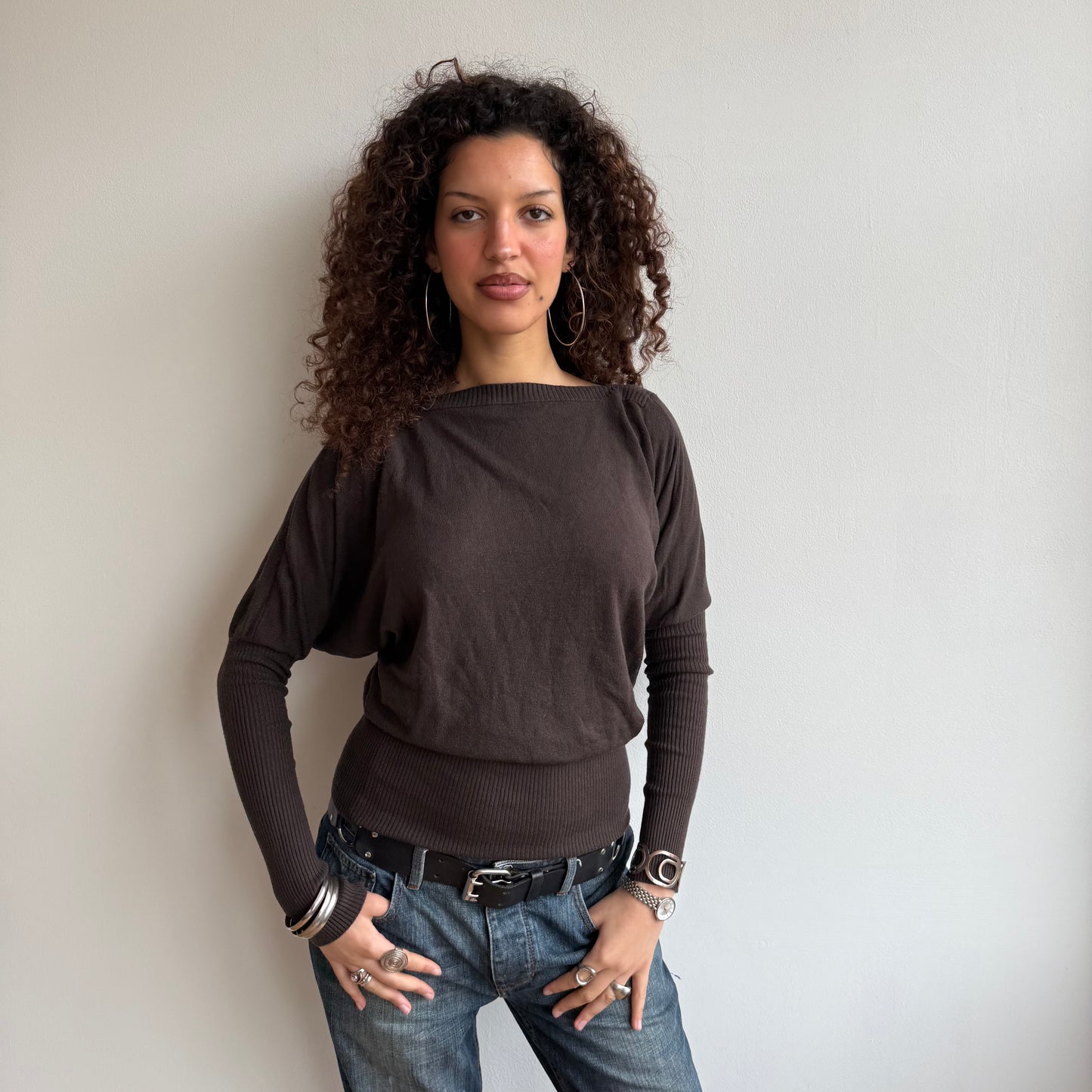 Brown slouchy batwing knit - Size S