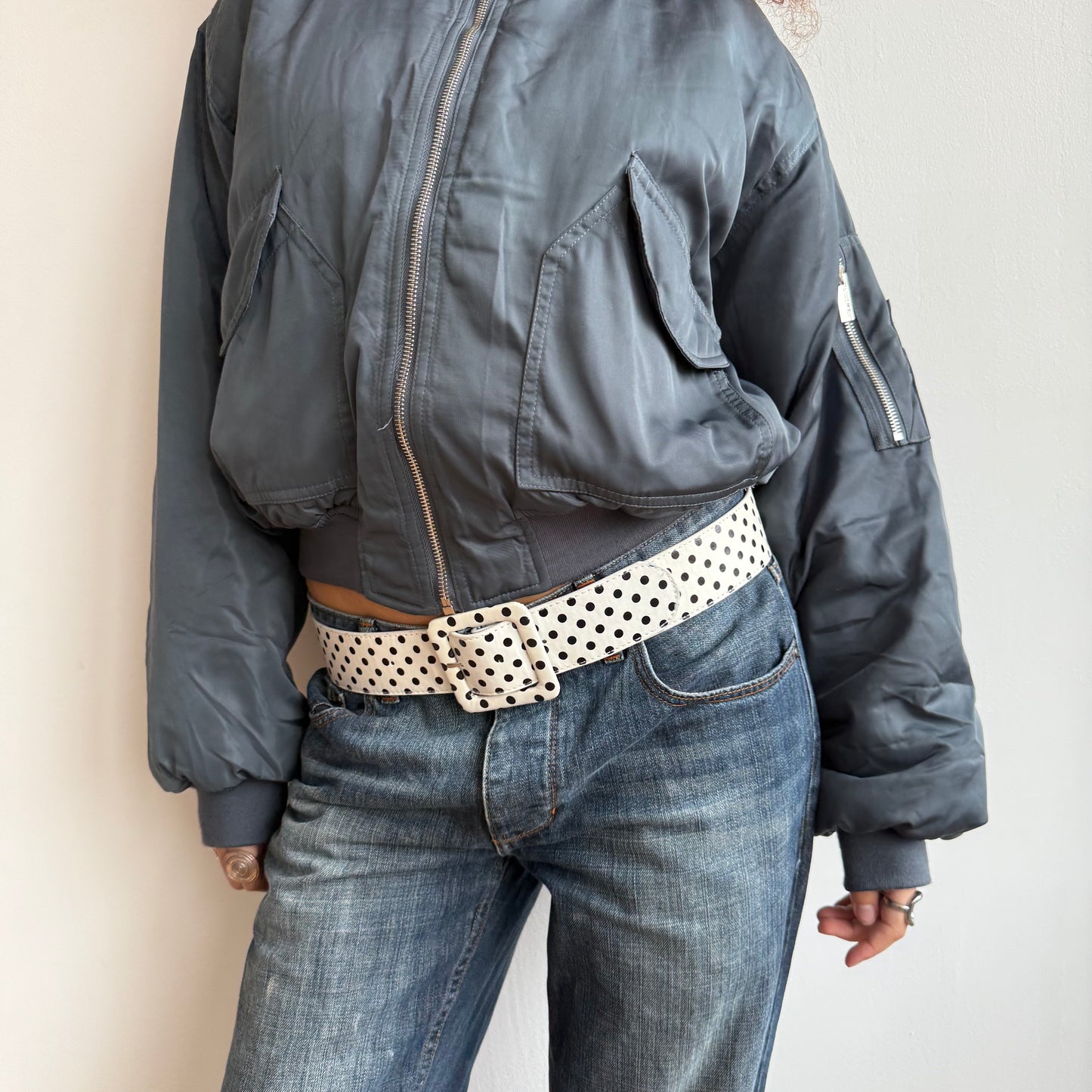 White polka dot belt - OS