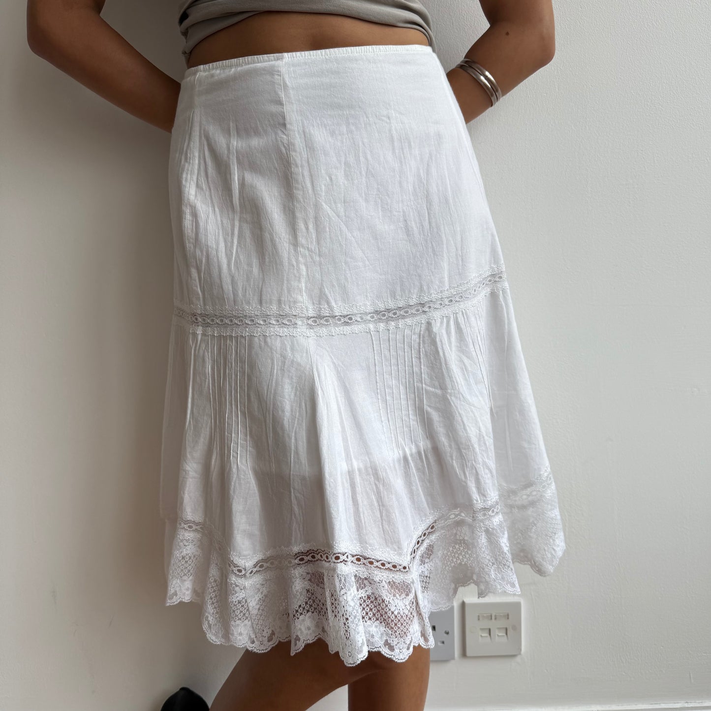 White lace midi skirt - Size S