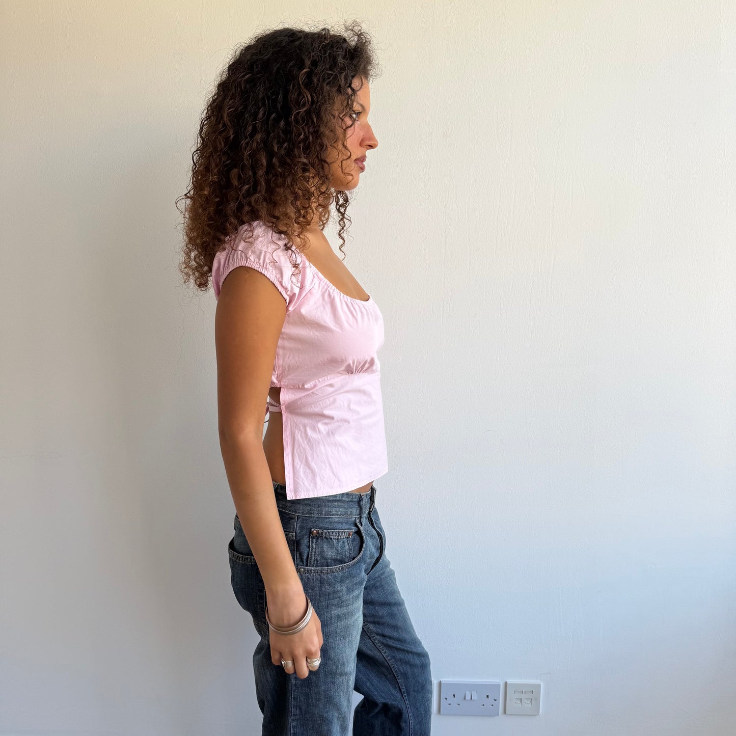 Pink milkmaid backless top - Size S