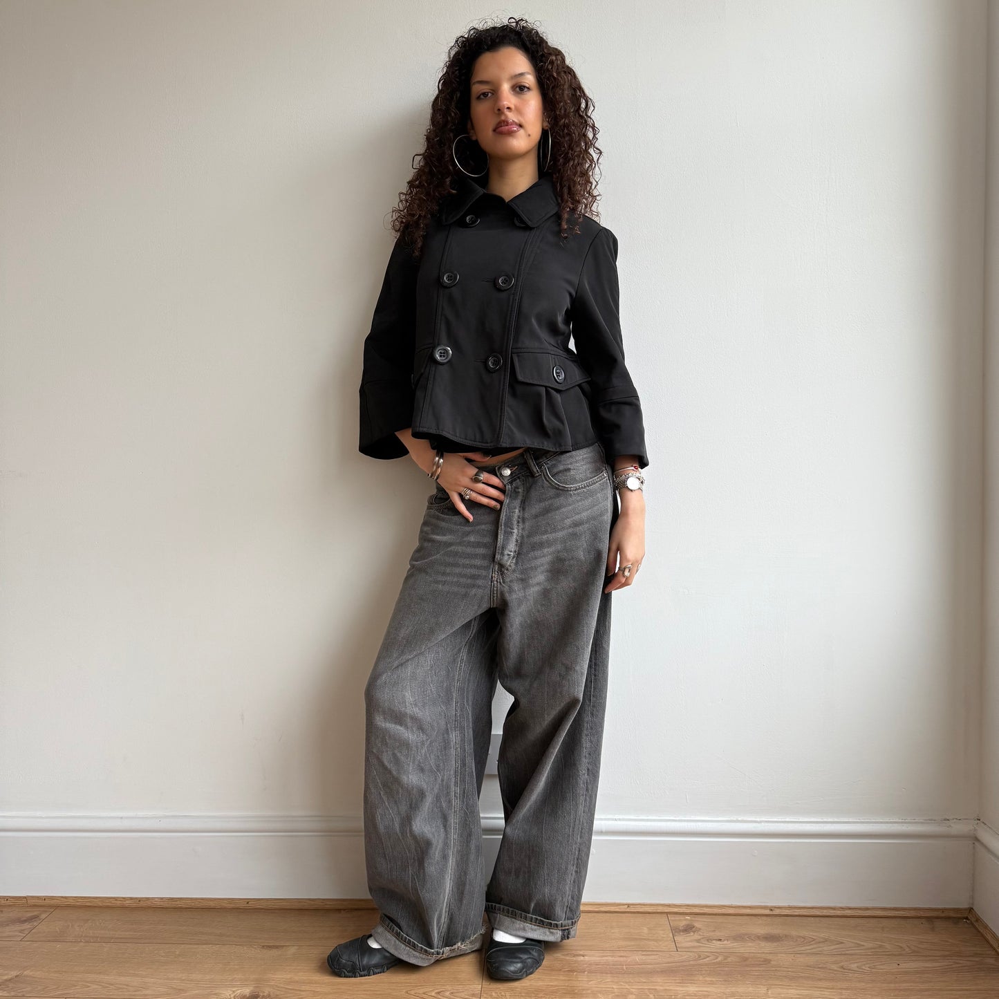 Black peacoat trench - Size S