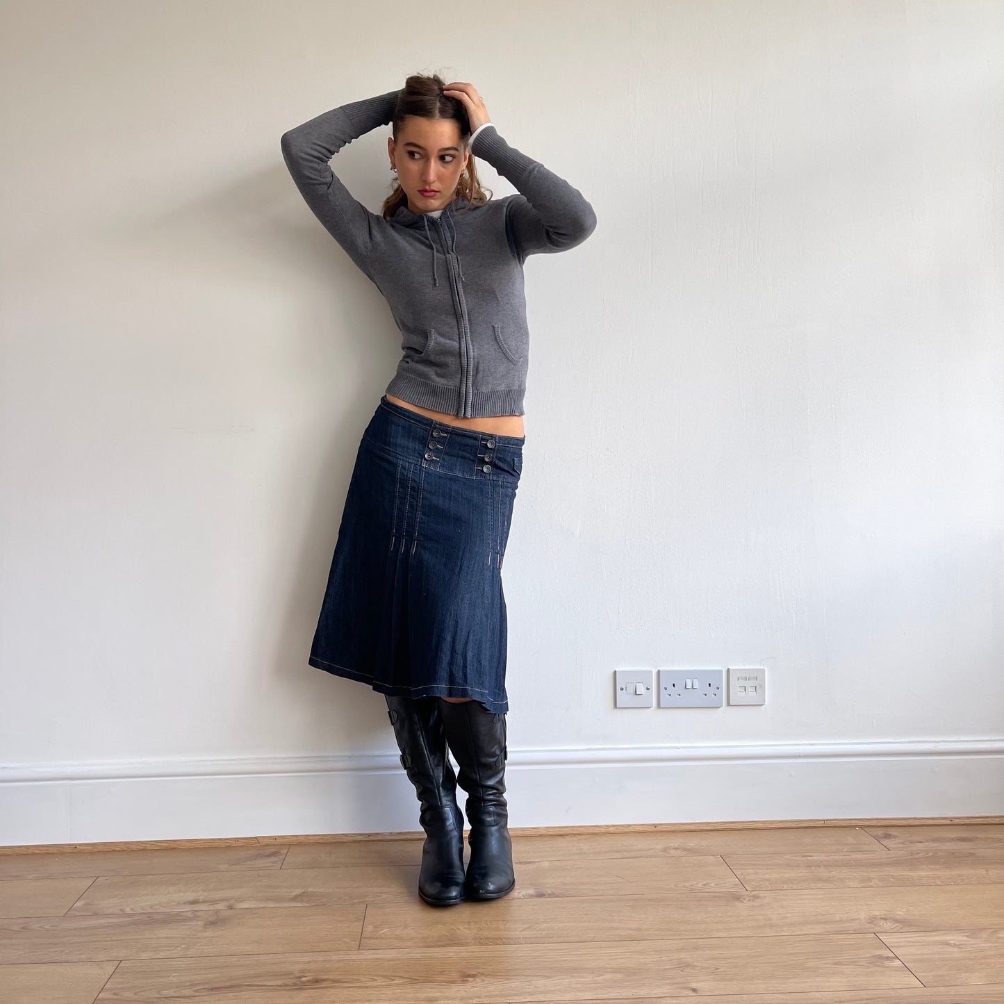 Grey knit hoodie - Size XS