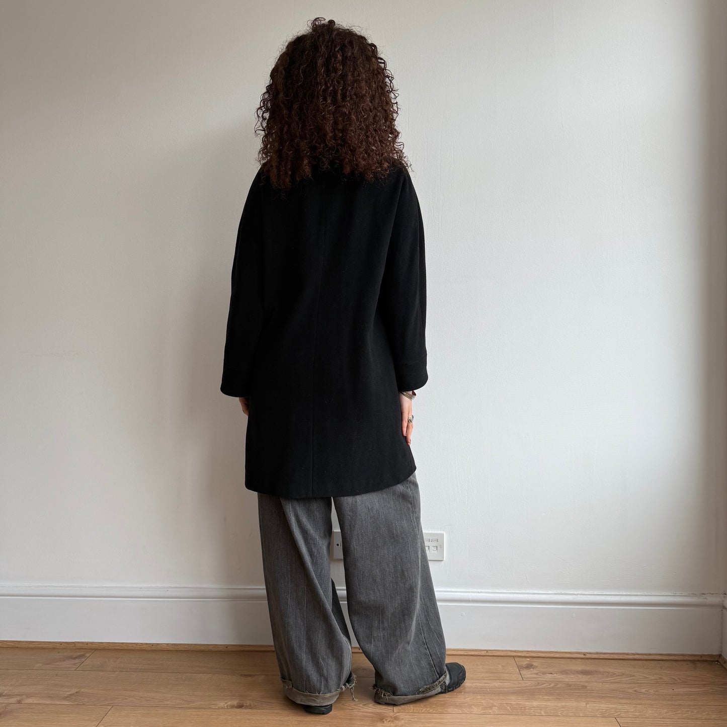 Black long wool coat - Size S/M