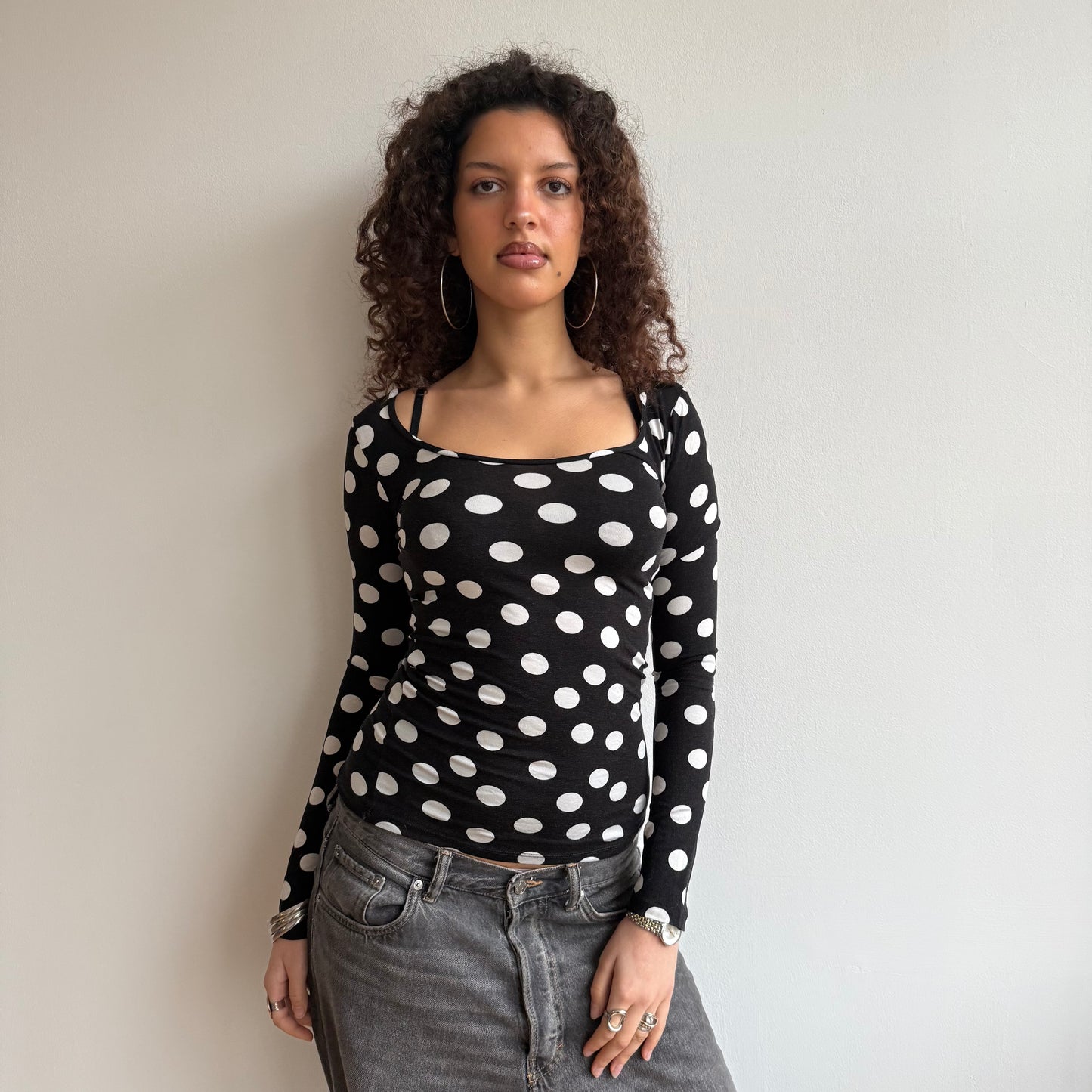 Polka dot long sleeve top - Size S