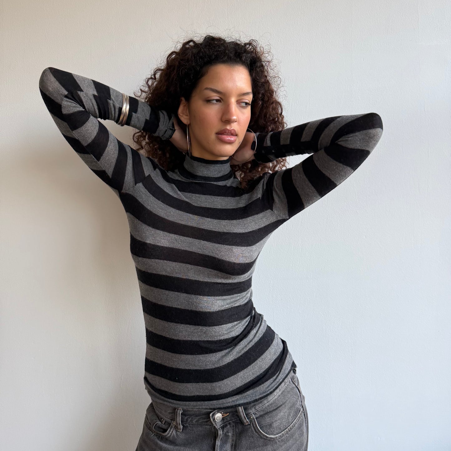 Striped button roll neck - Size S