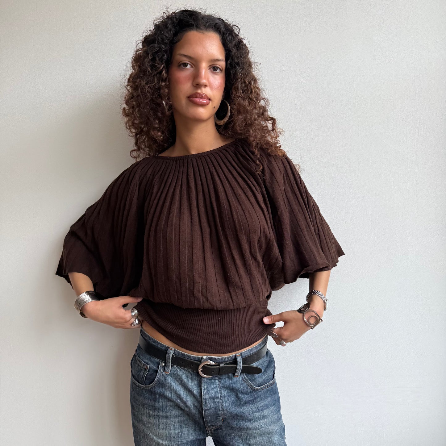 Brown batwing knit - Size L