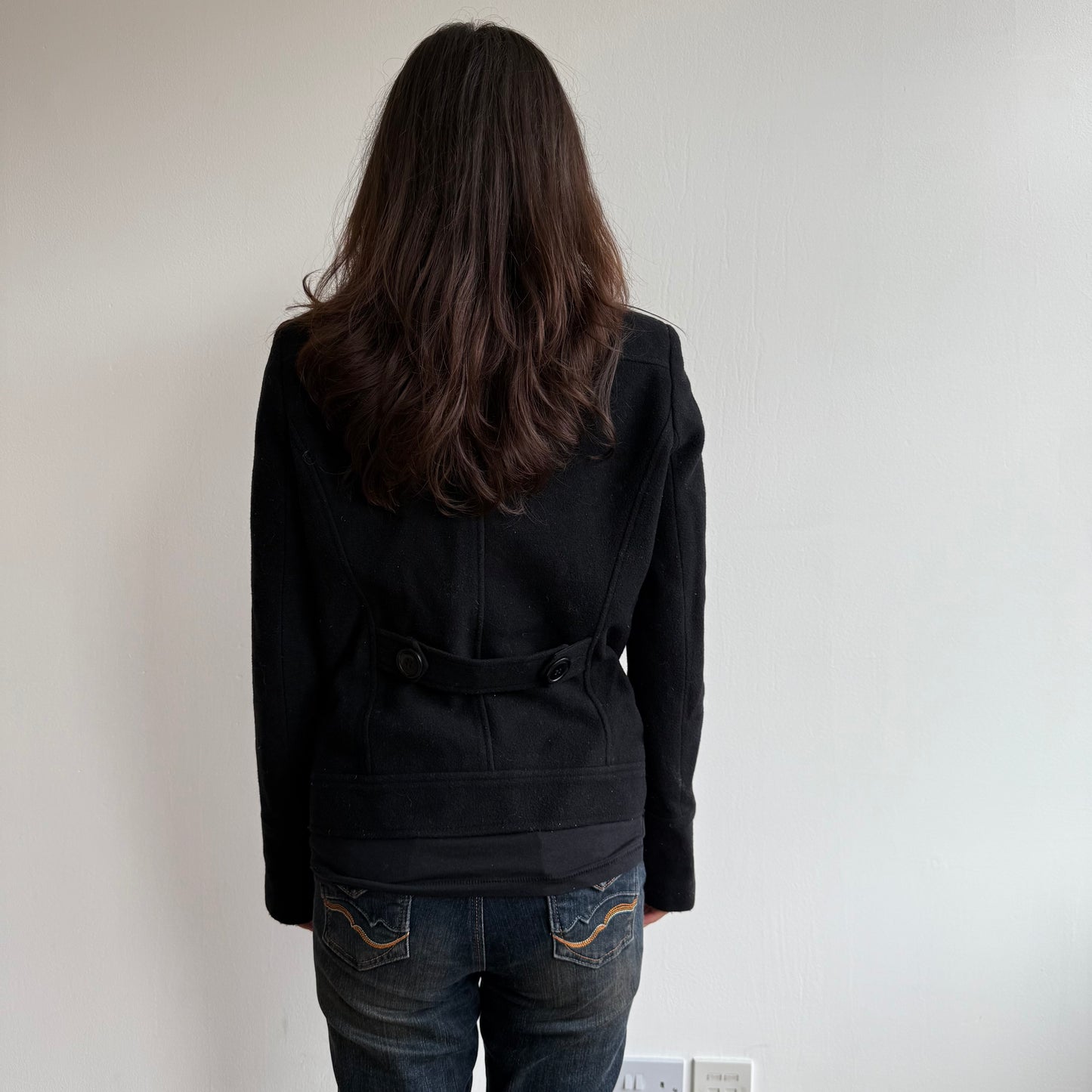 Black buckle peacoat - Size S