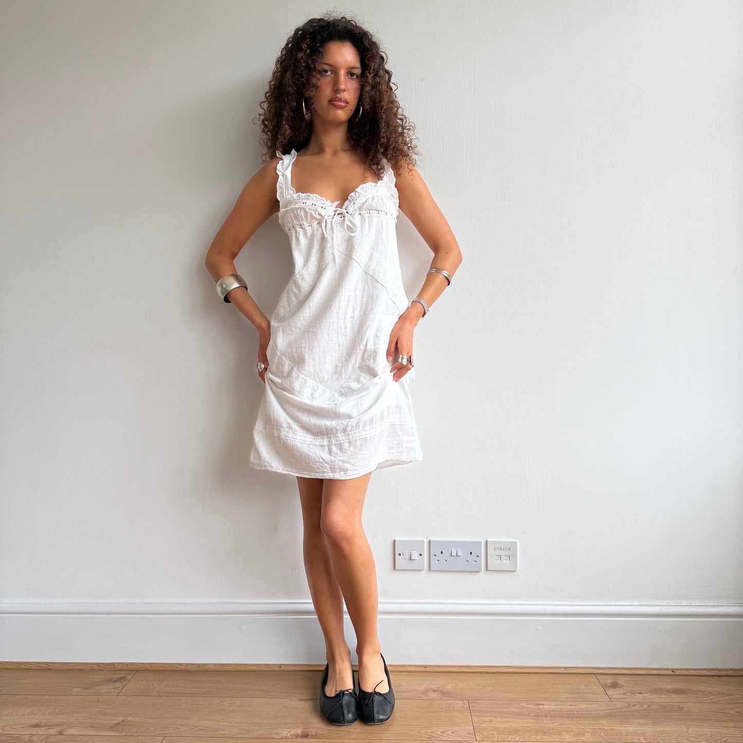 White milkmaid dress - Size S/M