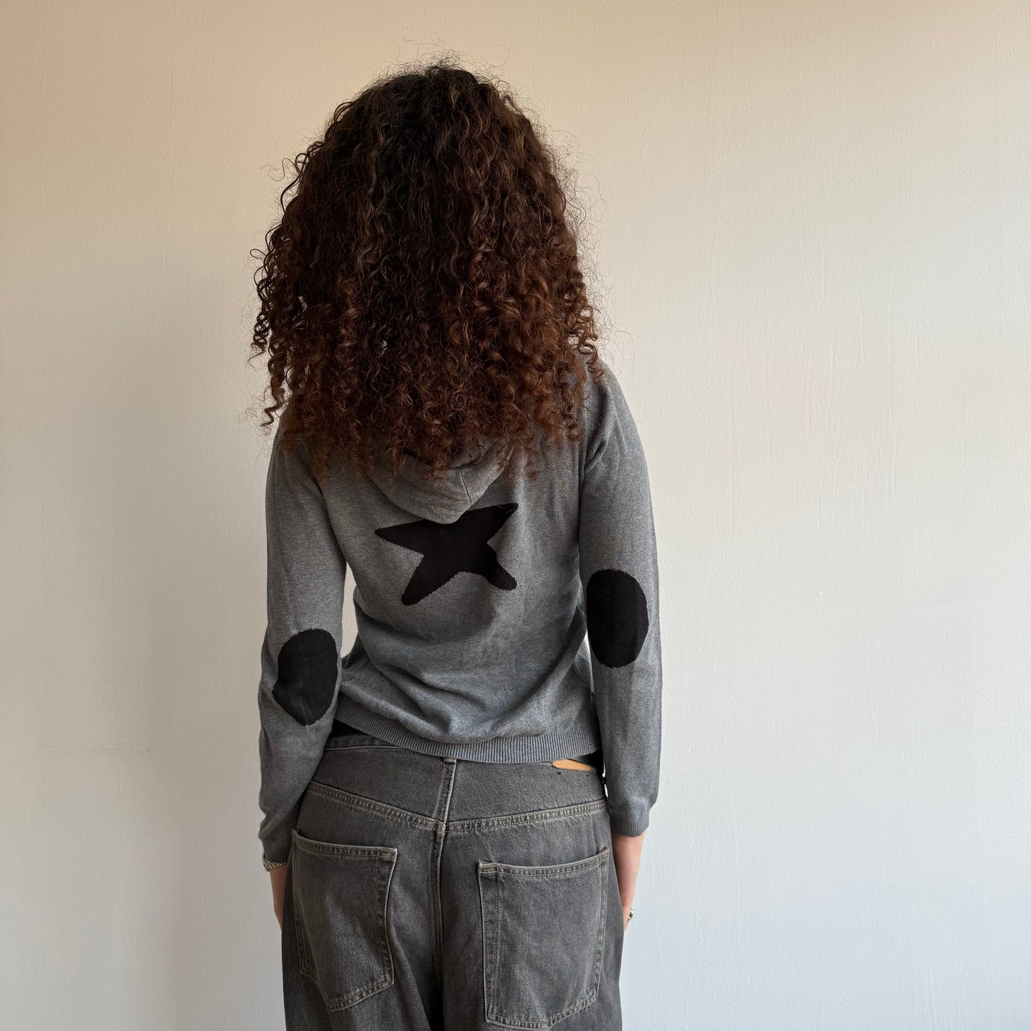 Grey star hood zip - Size S