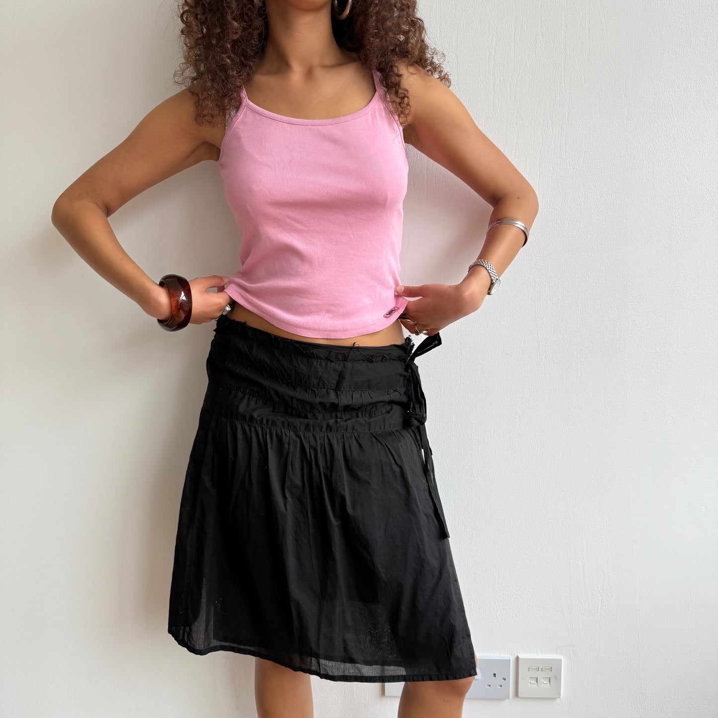Black wrap tie waist skirt - Size S/M