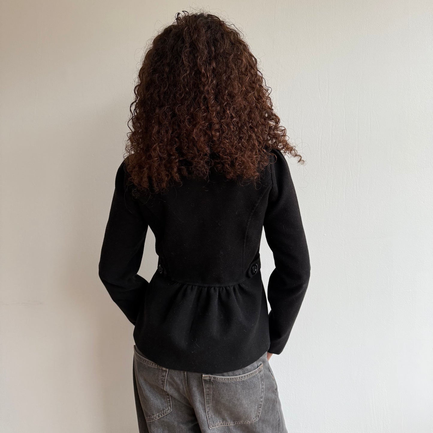 Black button peacoat - Size S