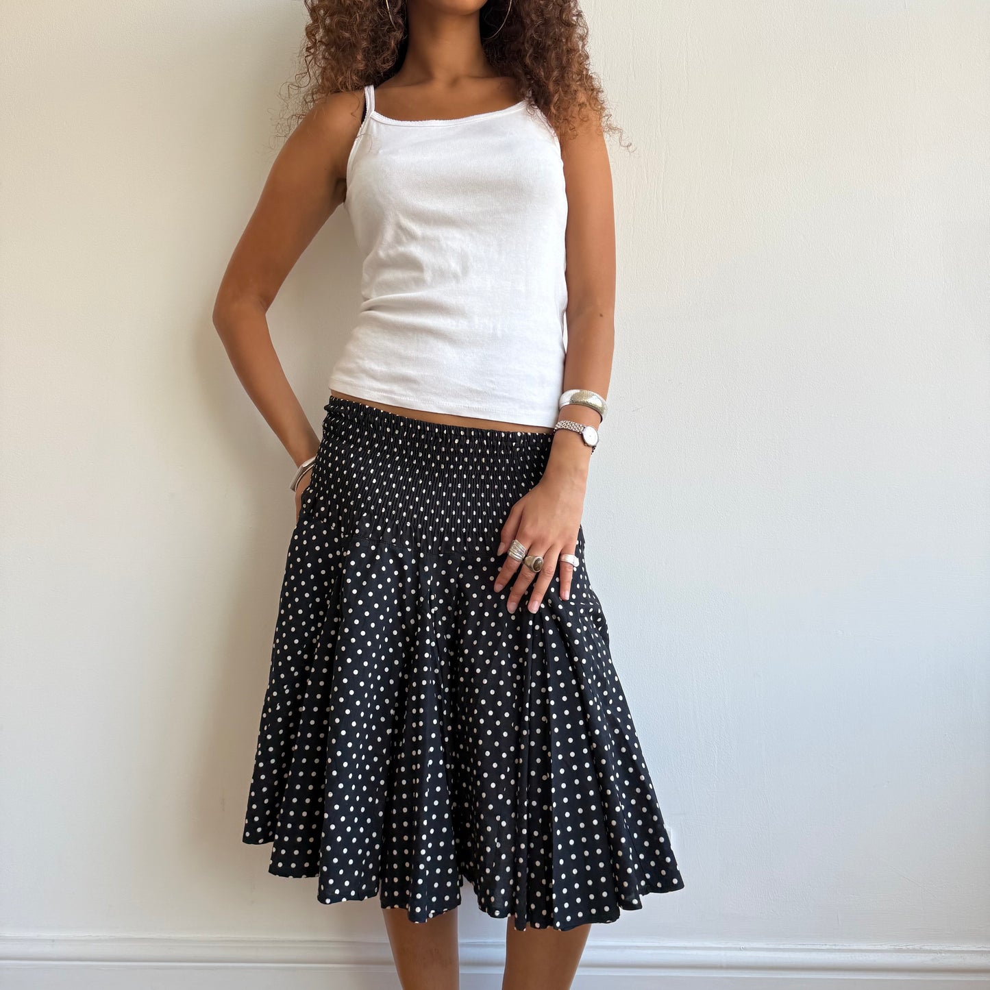 Polka dot ruched midi skirt - Size S-L