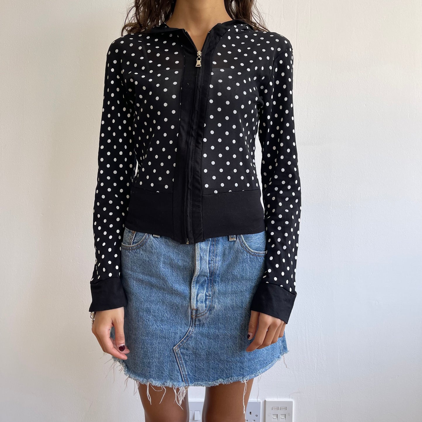 Polka dot mesh hoodie - Size S