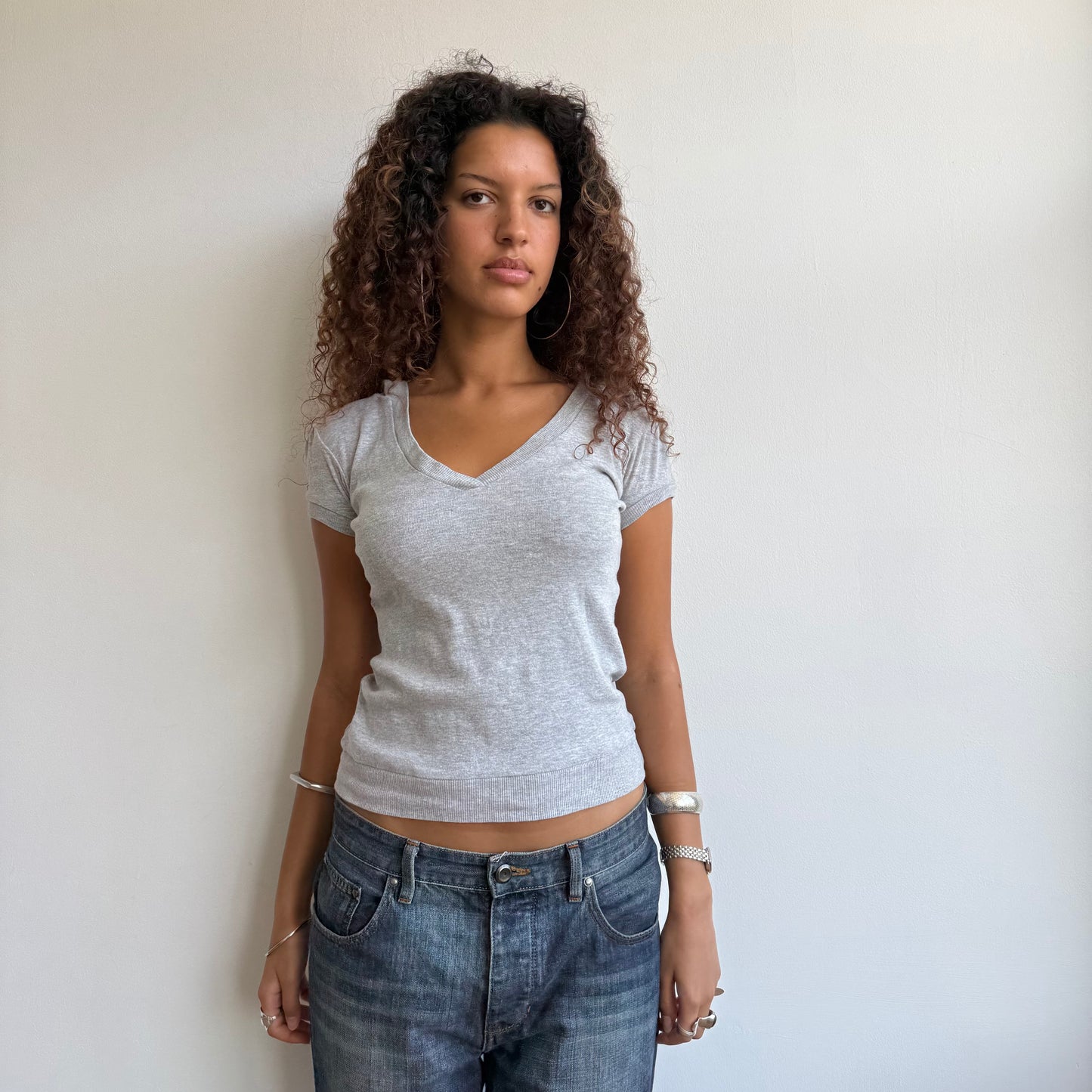 Grey hooded t-shirt - Size S + M