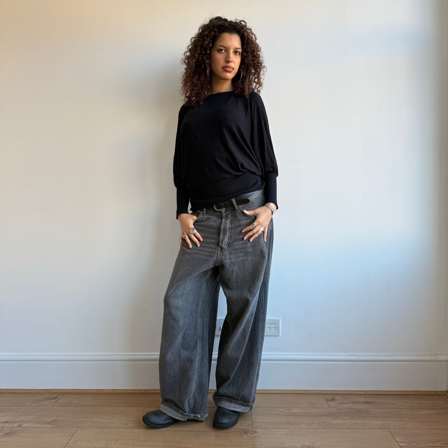 Black slouchy knit - One Size