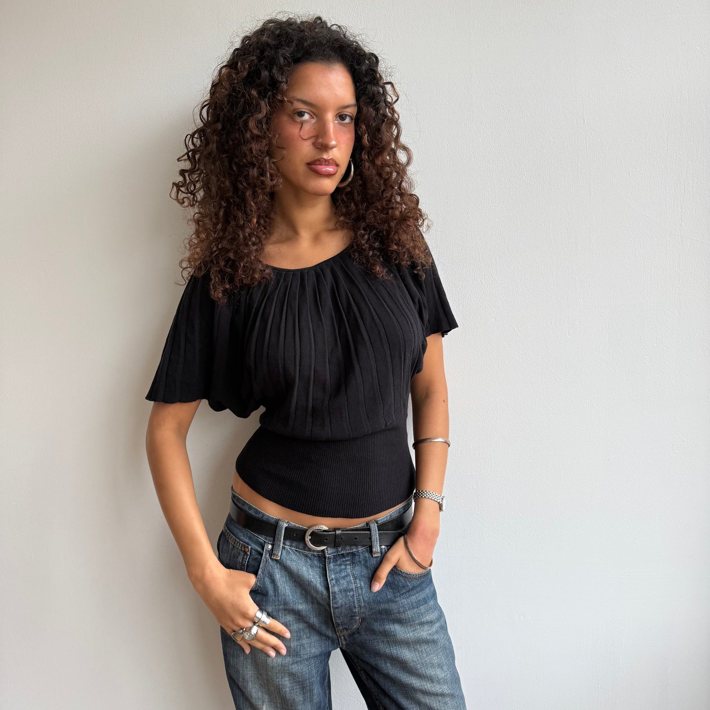 Black batwing knit - Size S