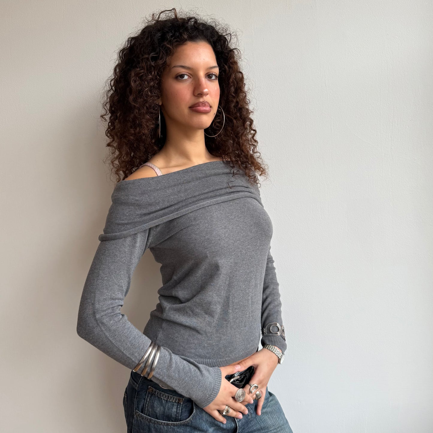 Grey Bardot knit - Size S