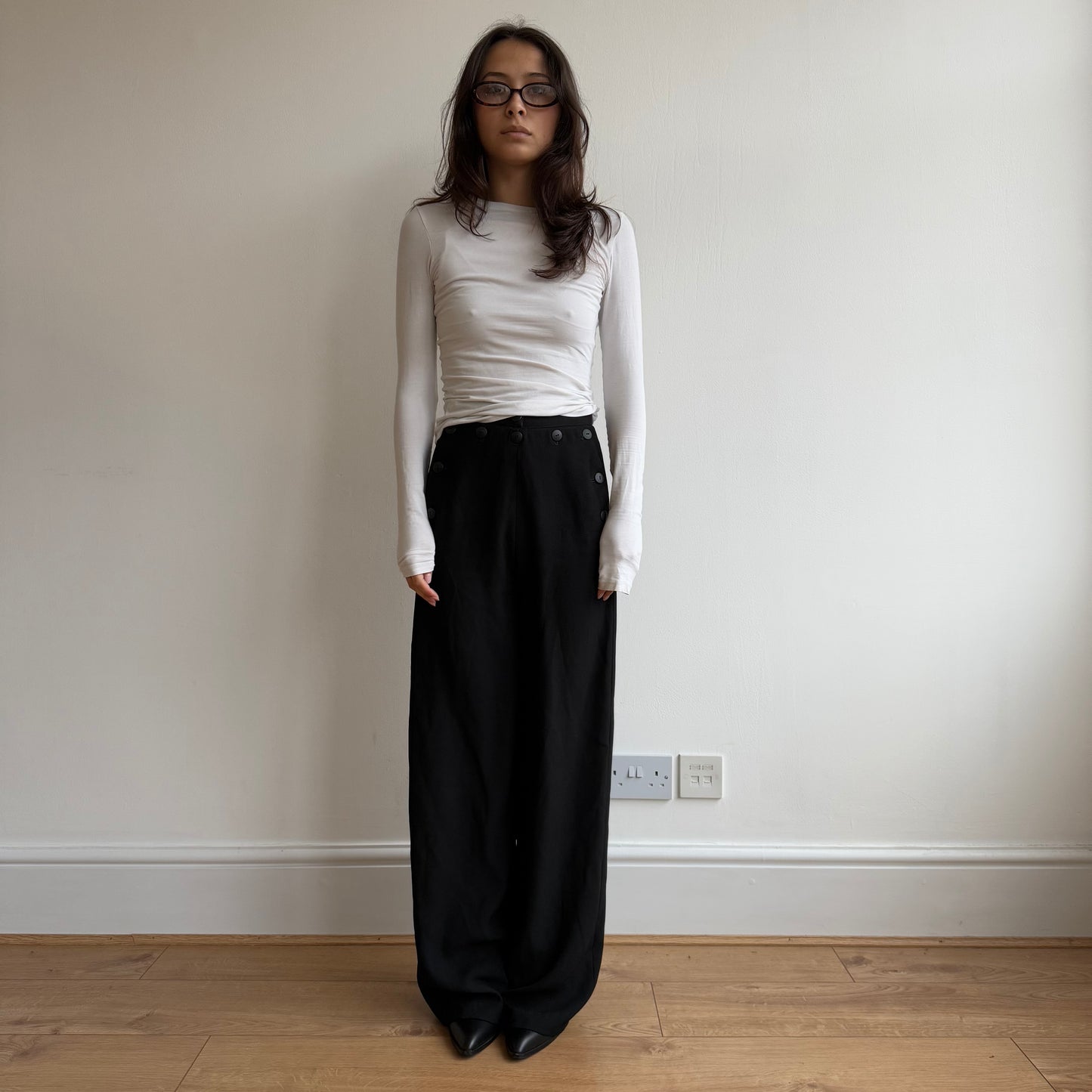 Black button front trousers - Sizes XXS and S