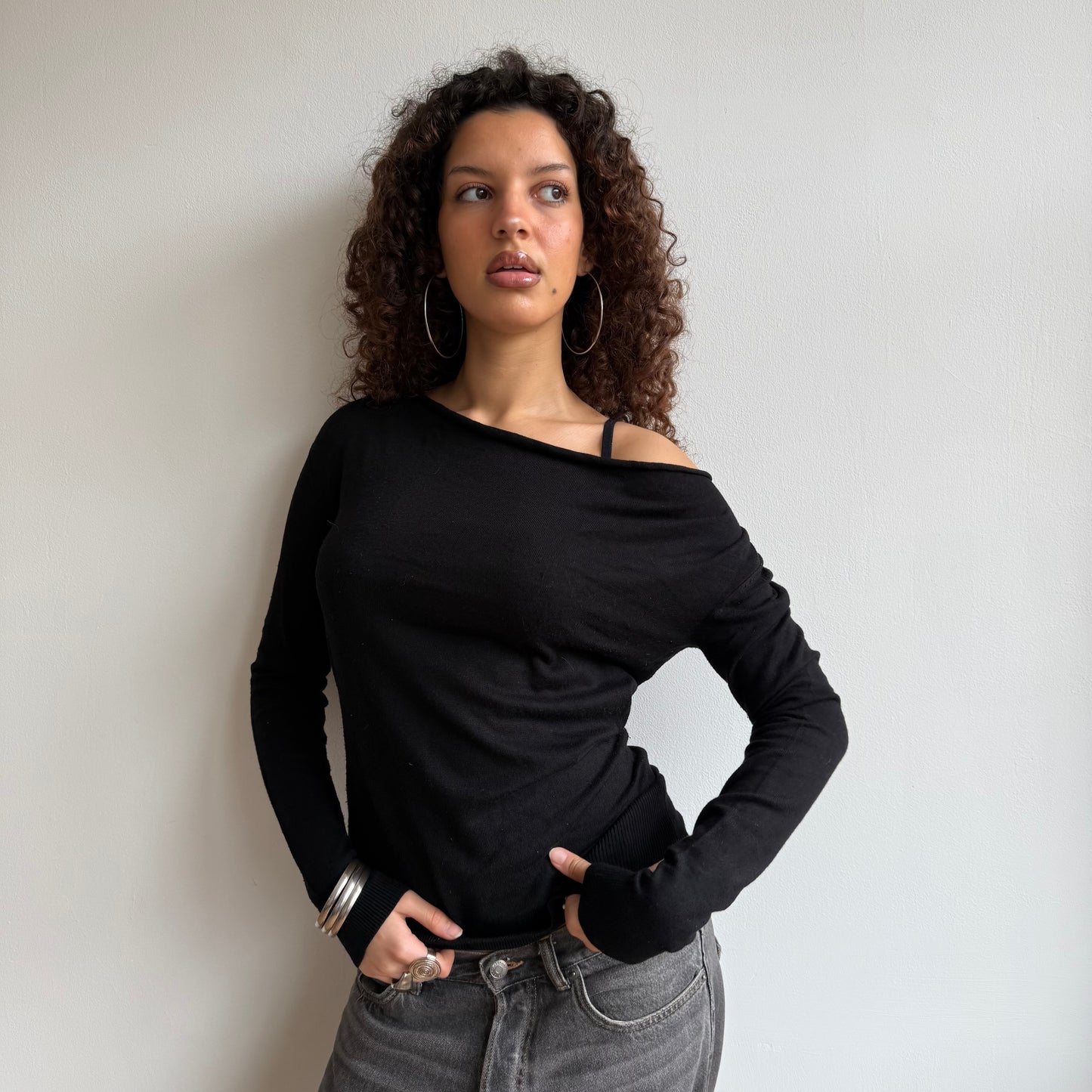 Black bardot jumper - Size S