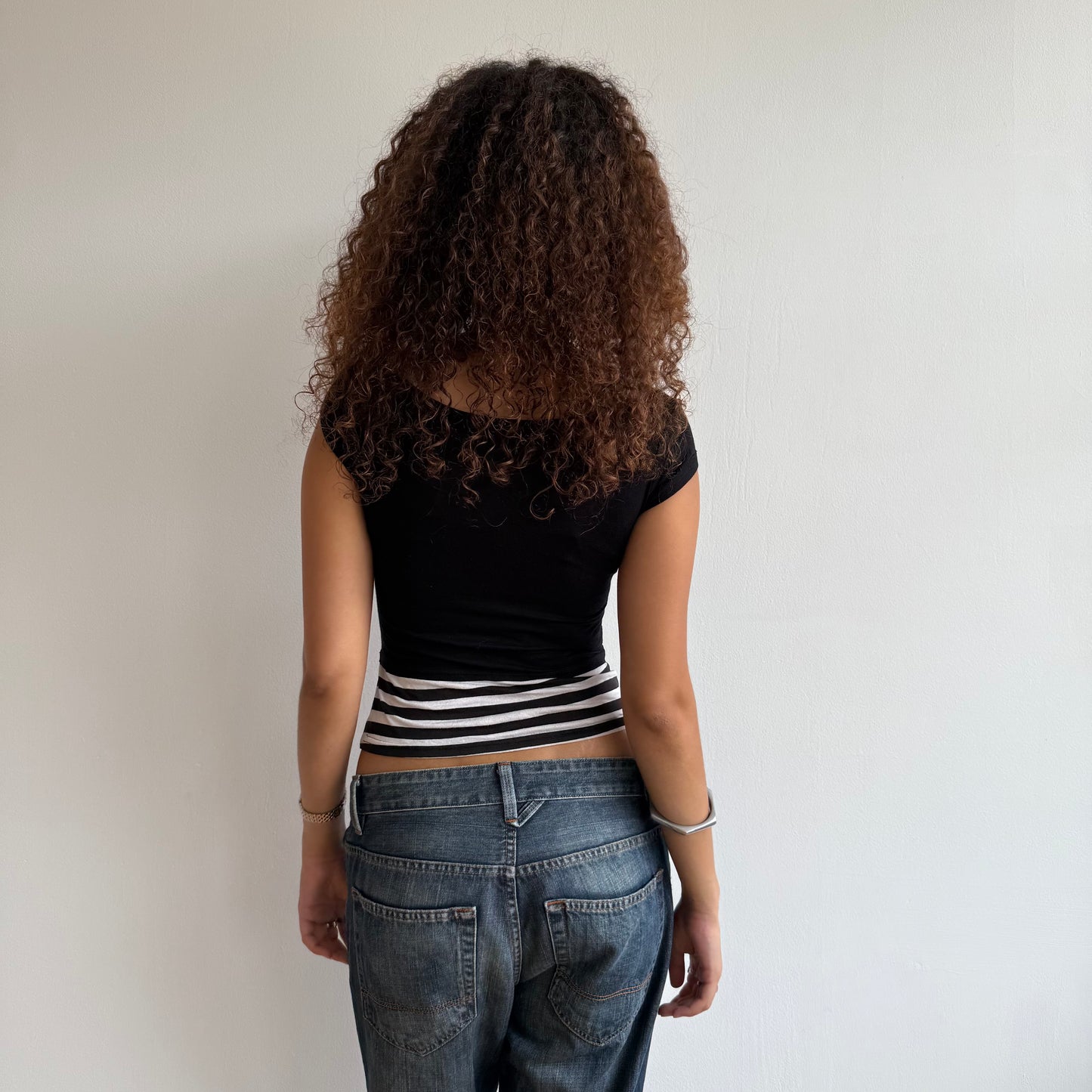 Black and white wrap t-shirt - S
