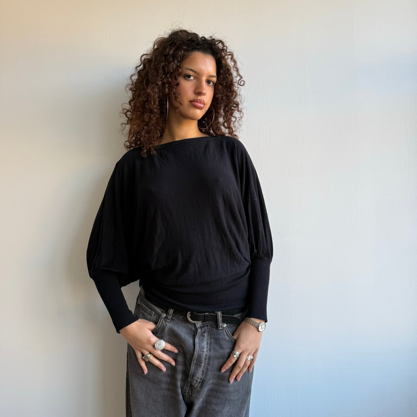 Black slouchy knit - One Size