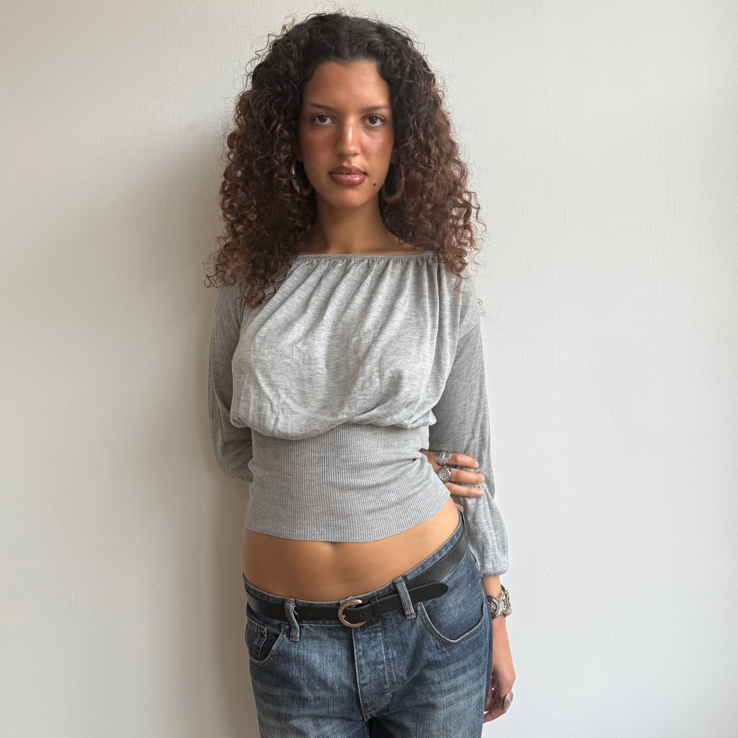 Grey slouchy keyhole knit - Size S
