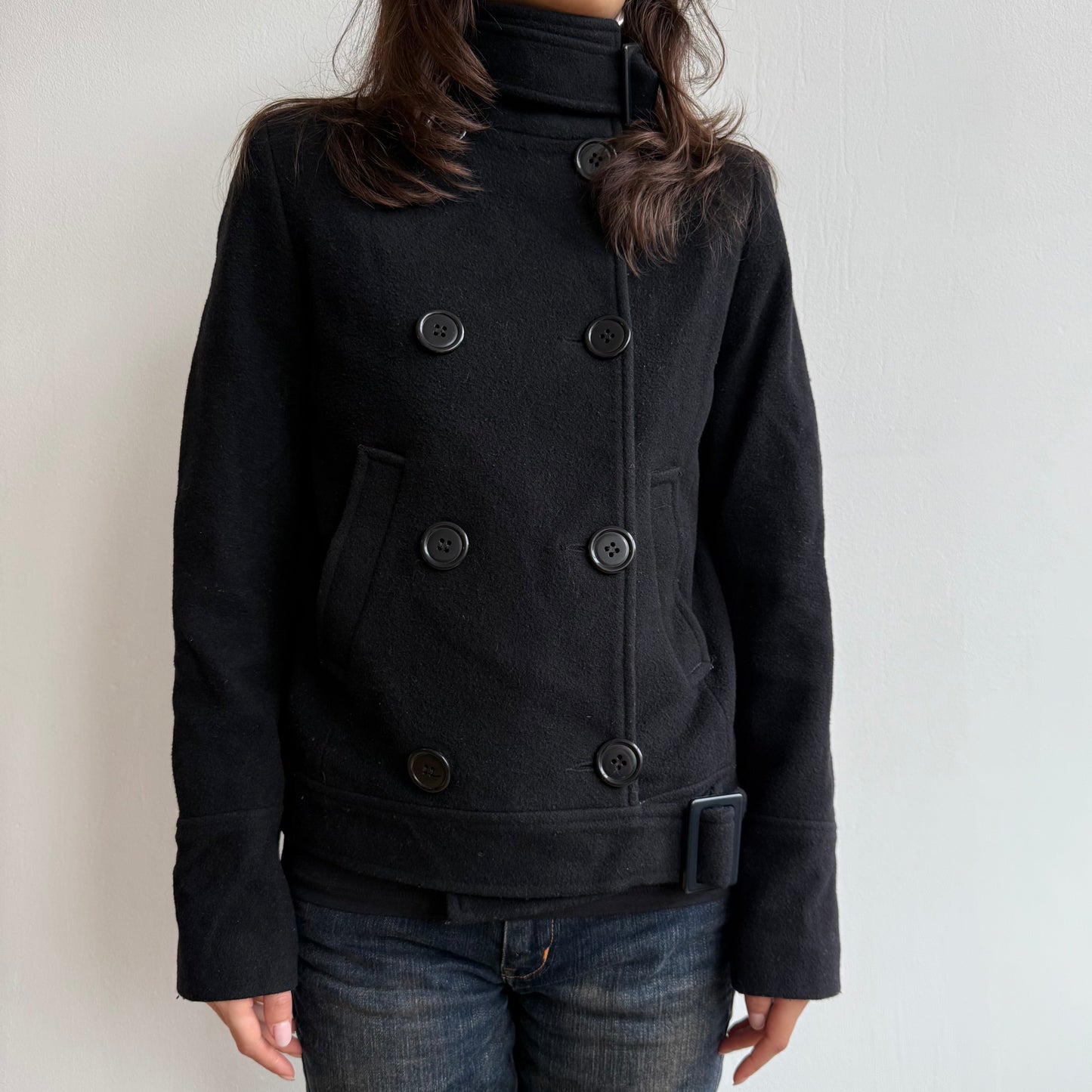 Black buckle peacoat - Size S