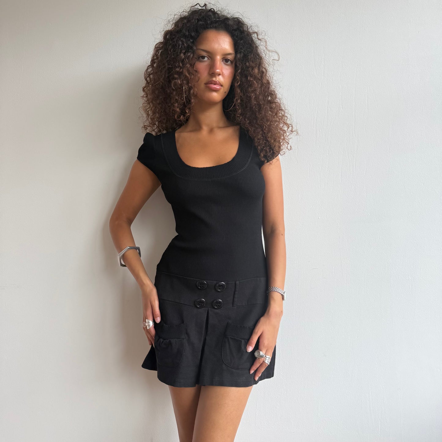 Morgan black peacoat dress - Size M