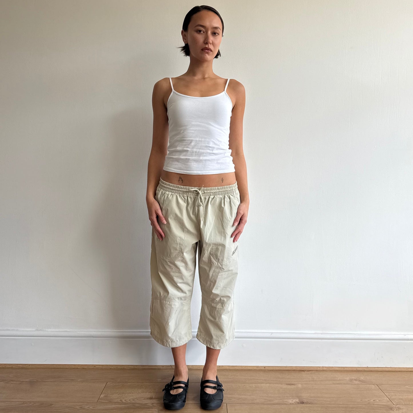 Beige Adidas cargo capris - Size S