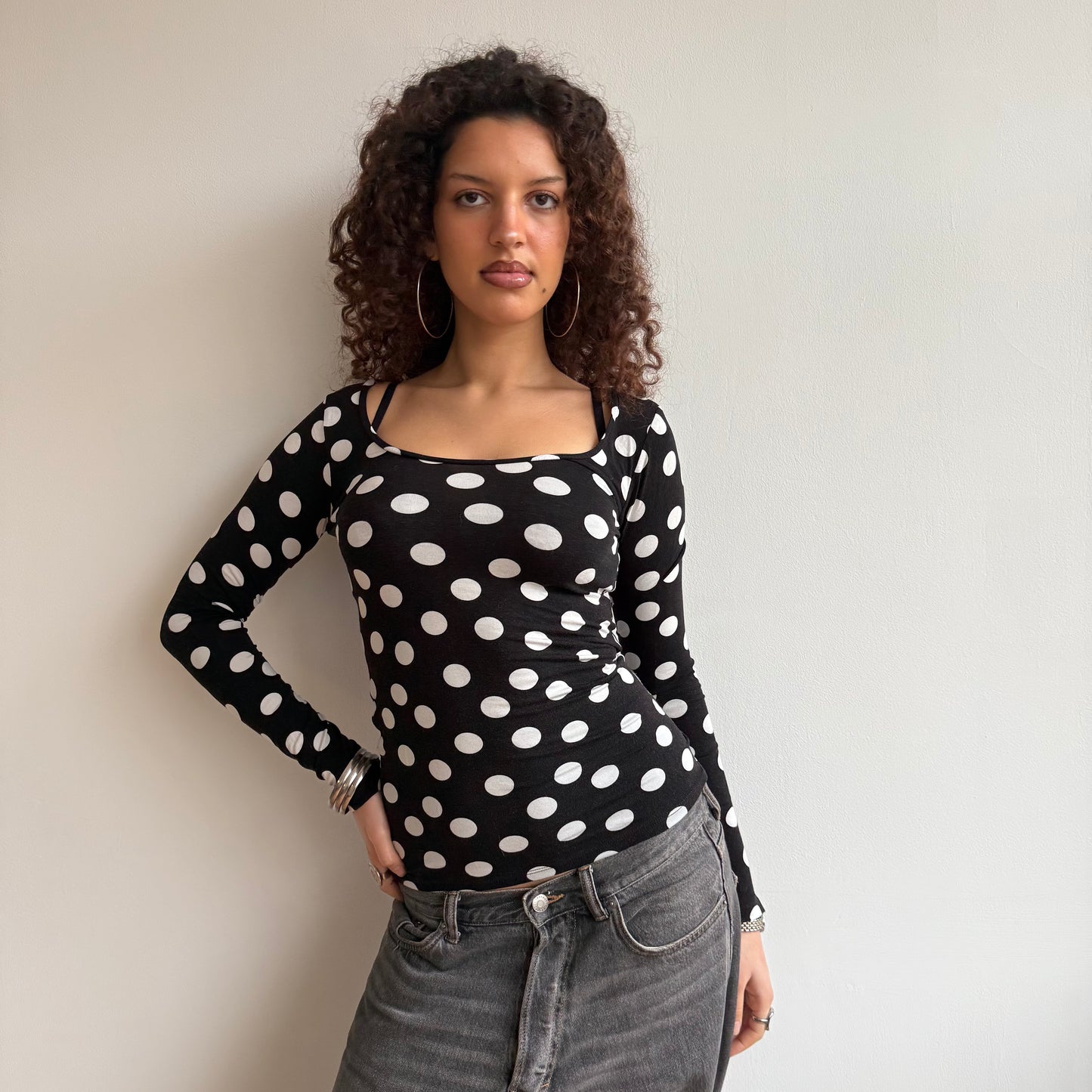 Polka dot long sleeve top - Size S