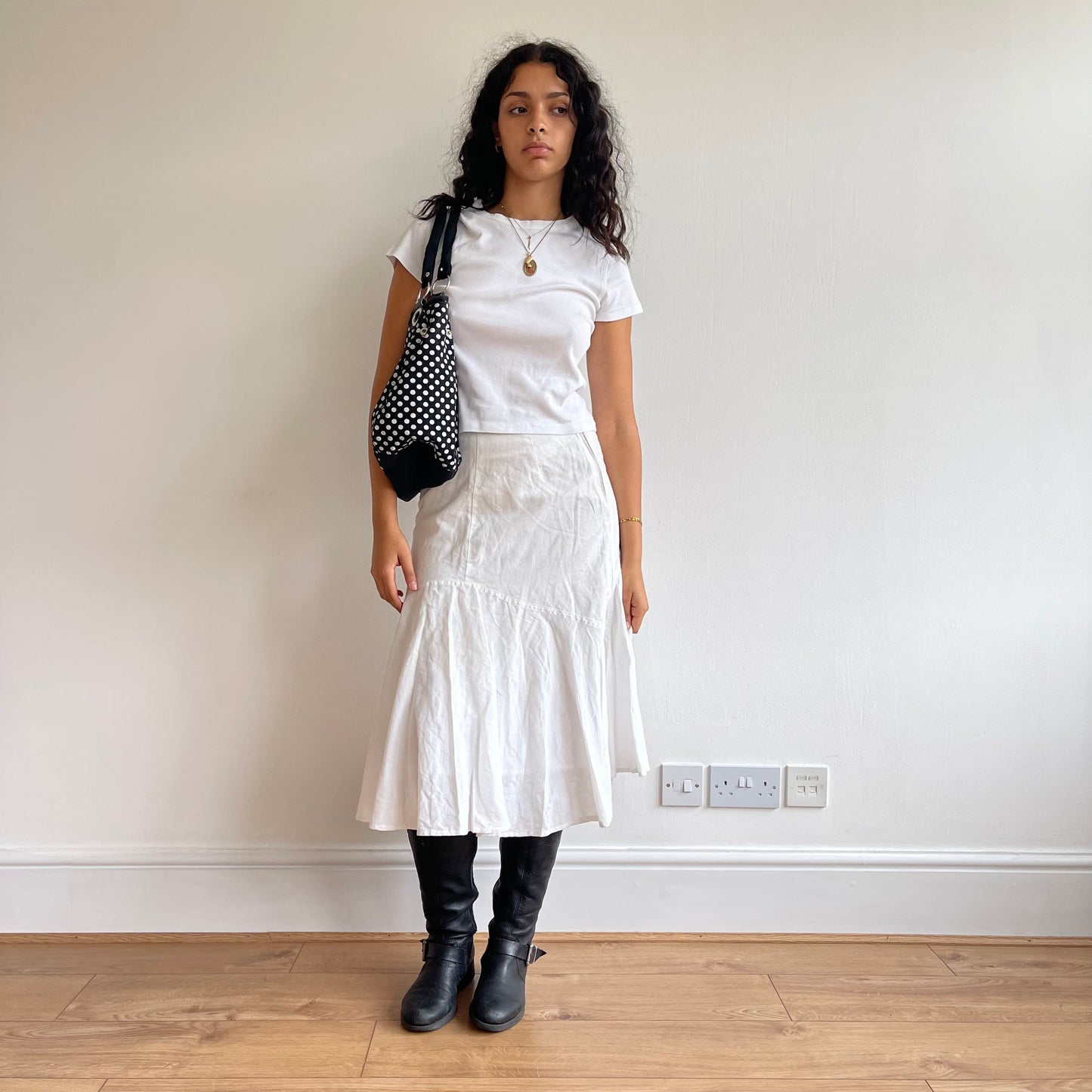 White linen midi skirt - Size S