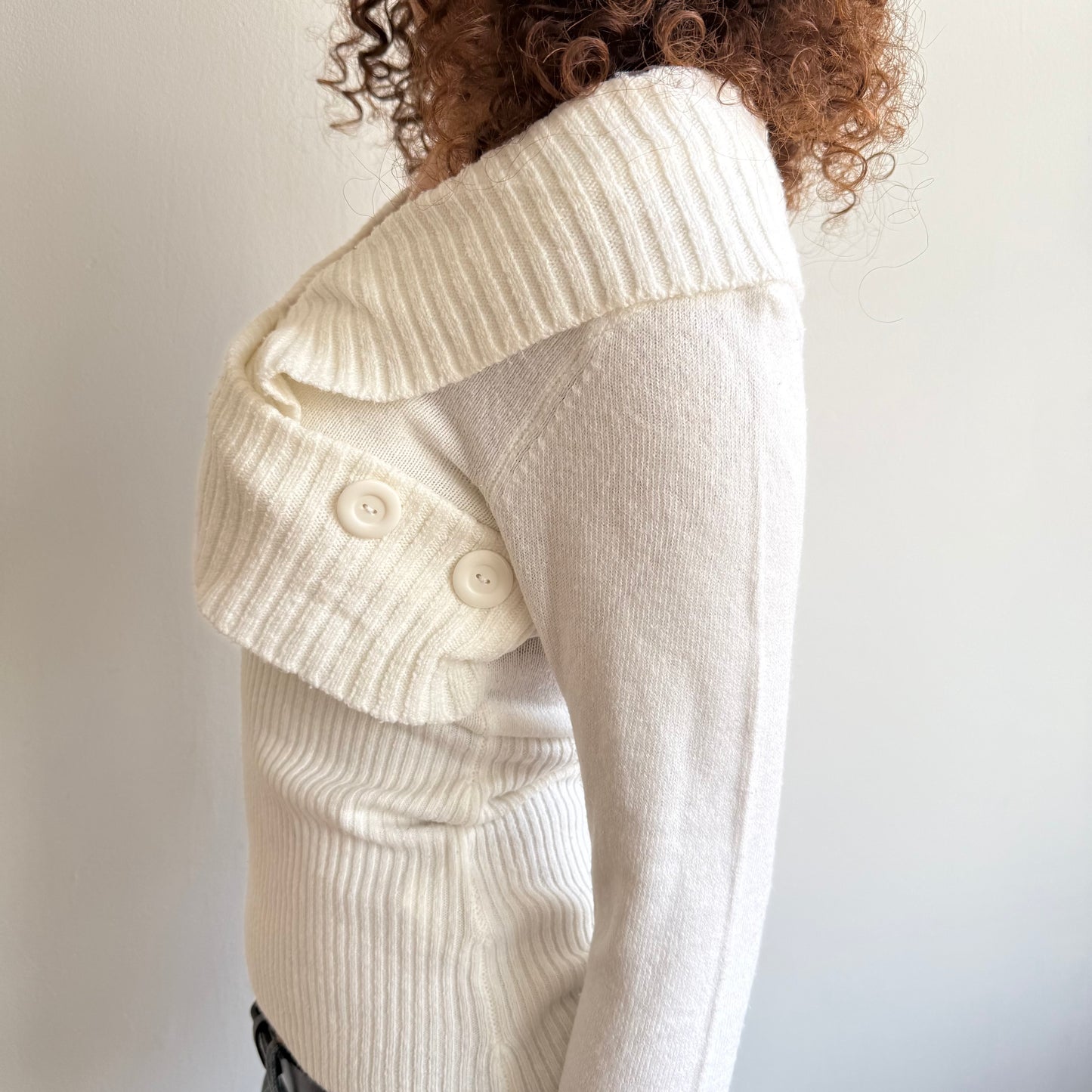 White wrap button knit - Size M
