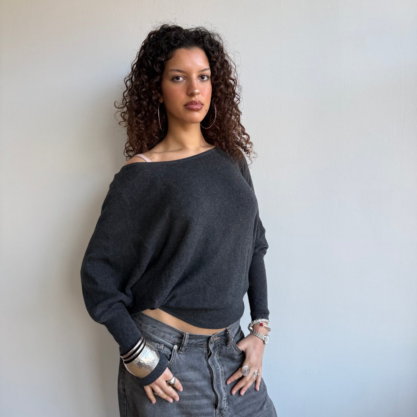 Grey batwing knit - Size S