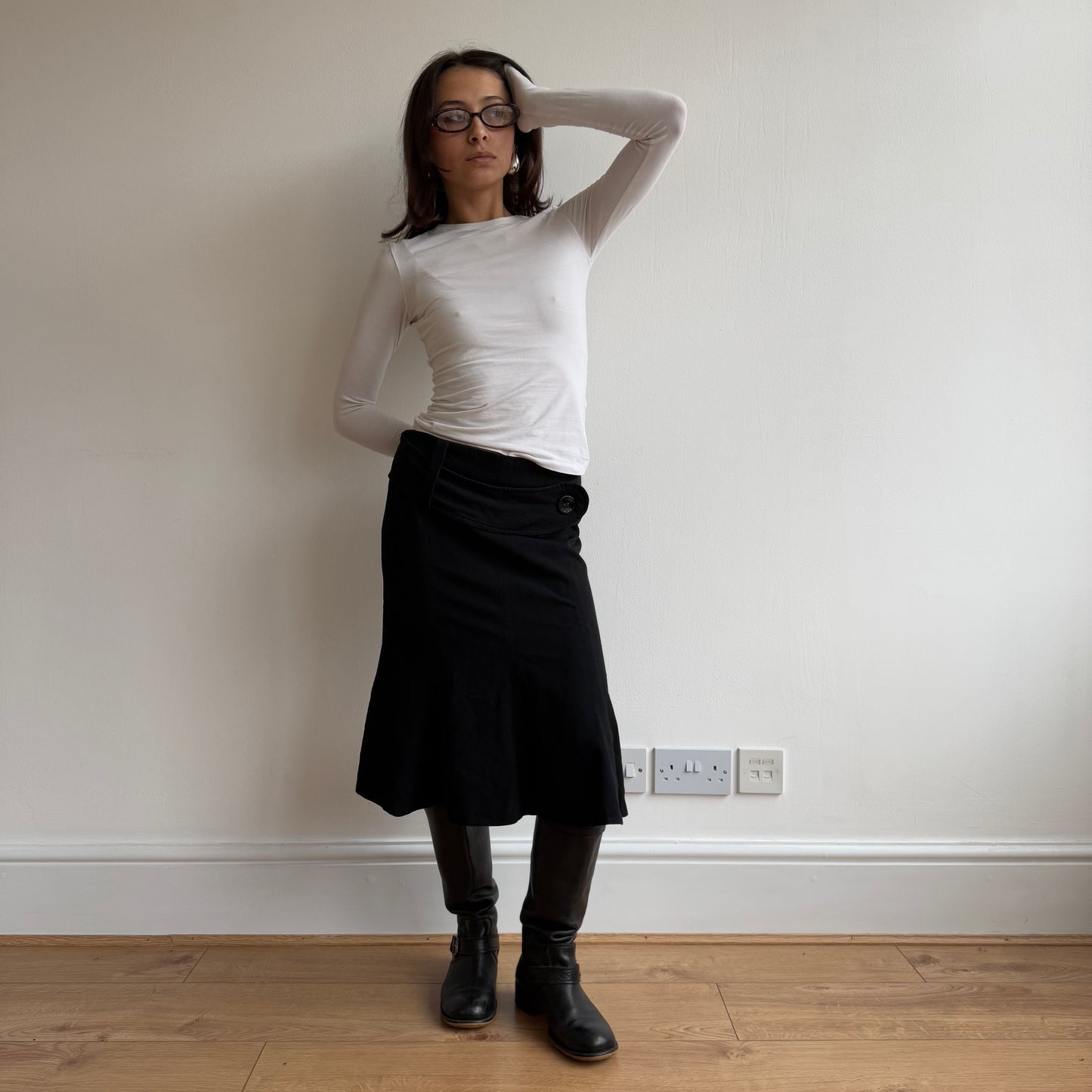 Black leather boots - Size UK4
