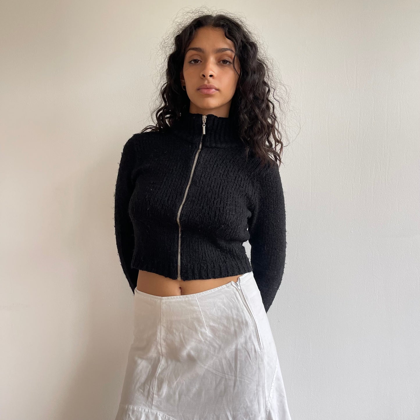 Black knit zip jumper - Size S