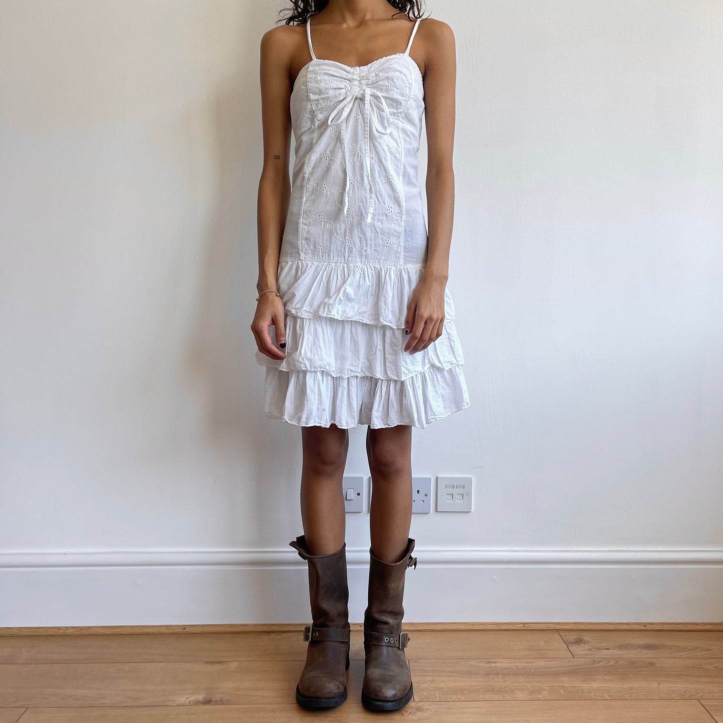 White broderie rara dress - Size S