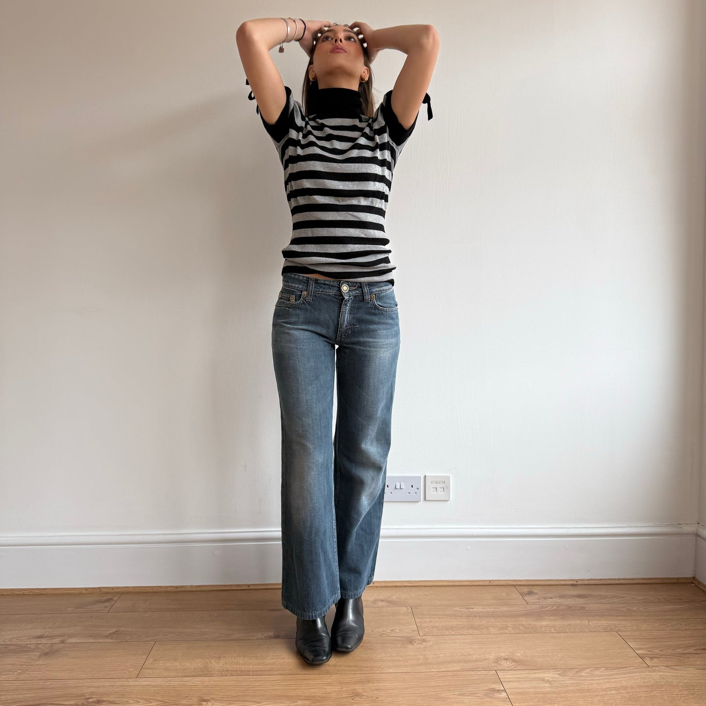 Grey stripe roll neck - Size M