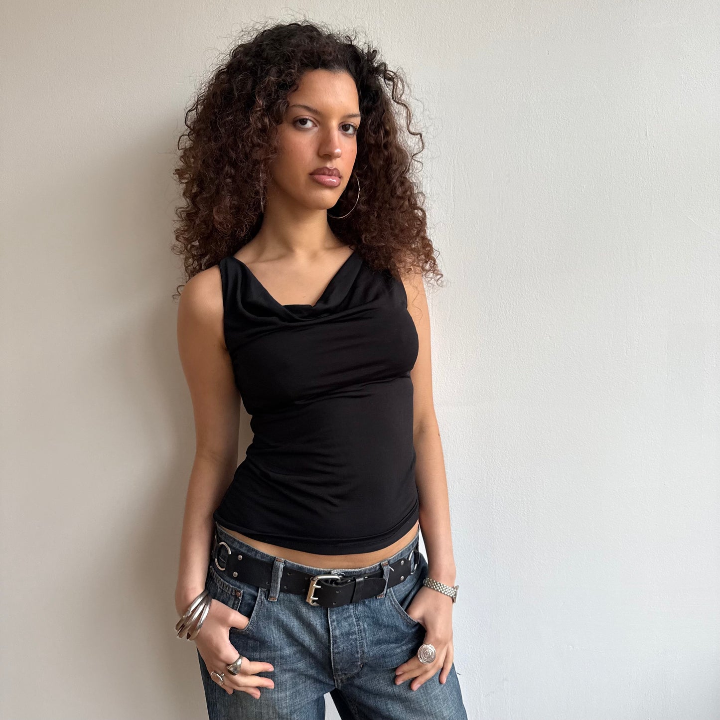 Black slouchy cowl neck - Size S