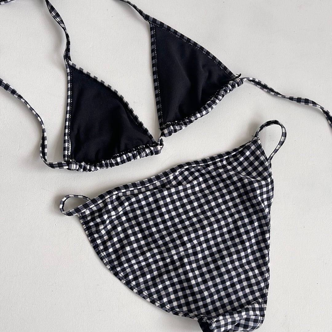 Black gingham bikini - Size XS/S