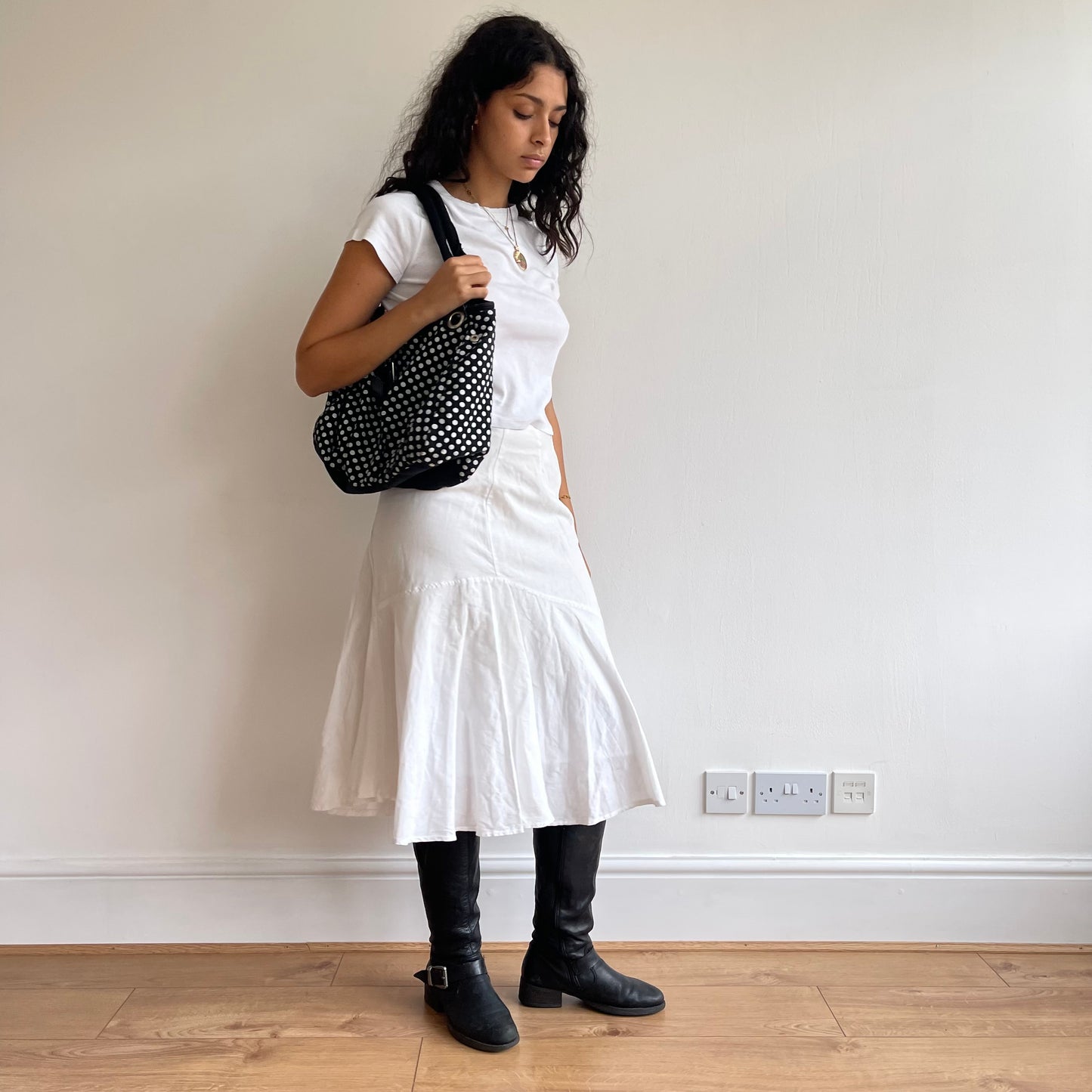 White linen midi skirt - Size S
